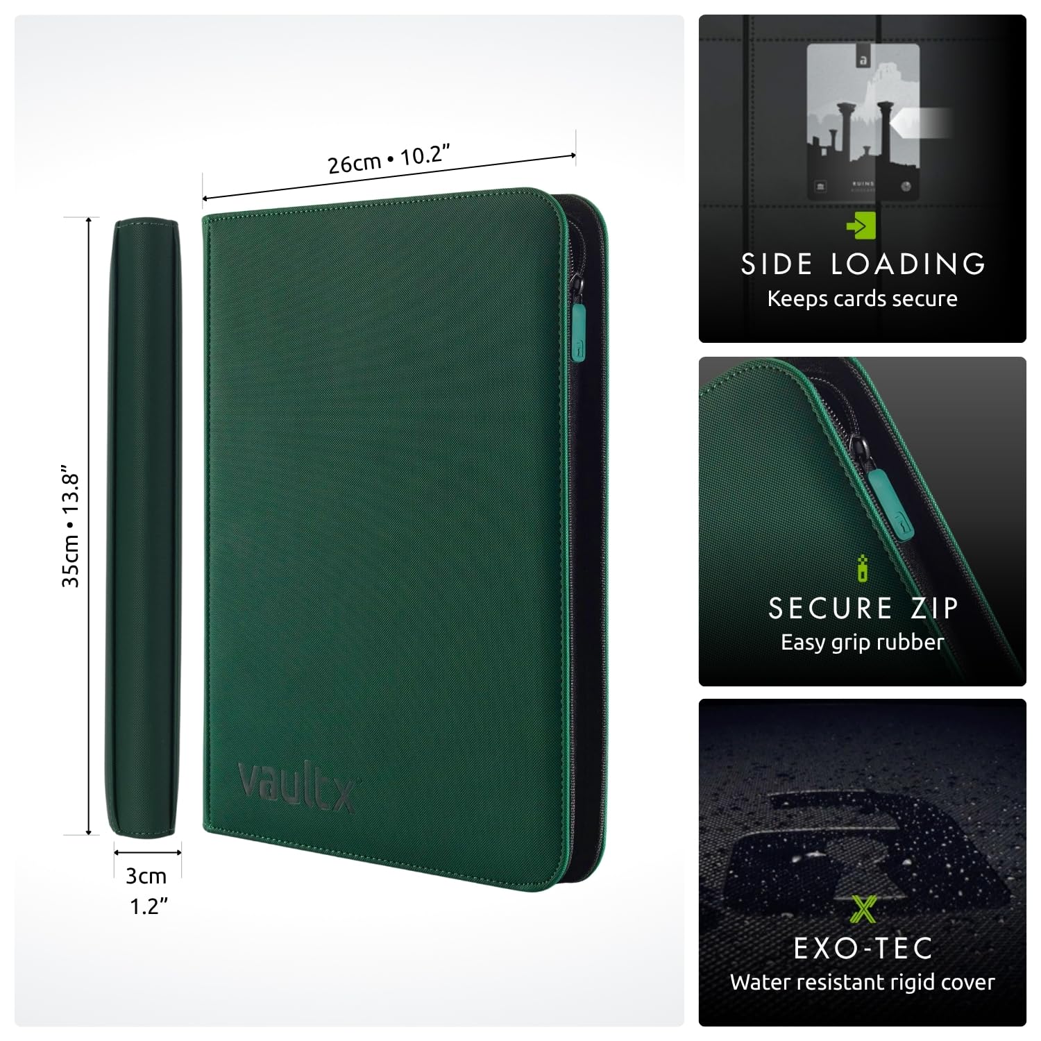 Vault X 9 Pocket Trading Card Zip Binder, 360 Cards, Premium Exo