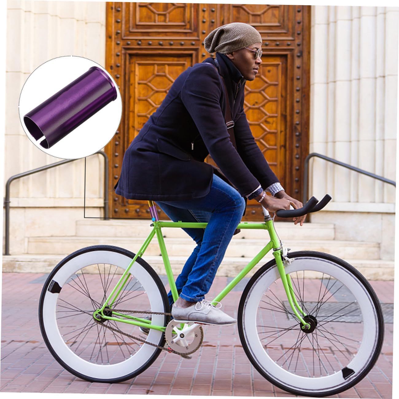 Sosoport Bicycle Seat Tube Reducing Sleeve Bike Seat Post Cycling Accessories 2pcs Bike Seatpost Tube Adapter Bike Parts Replacement Bike Seatpost Extension Seatpost Reducer Shim Purple