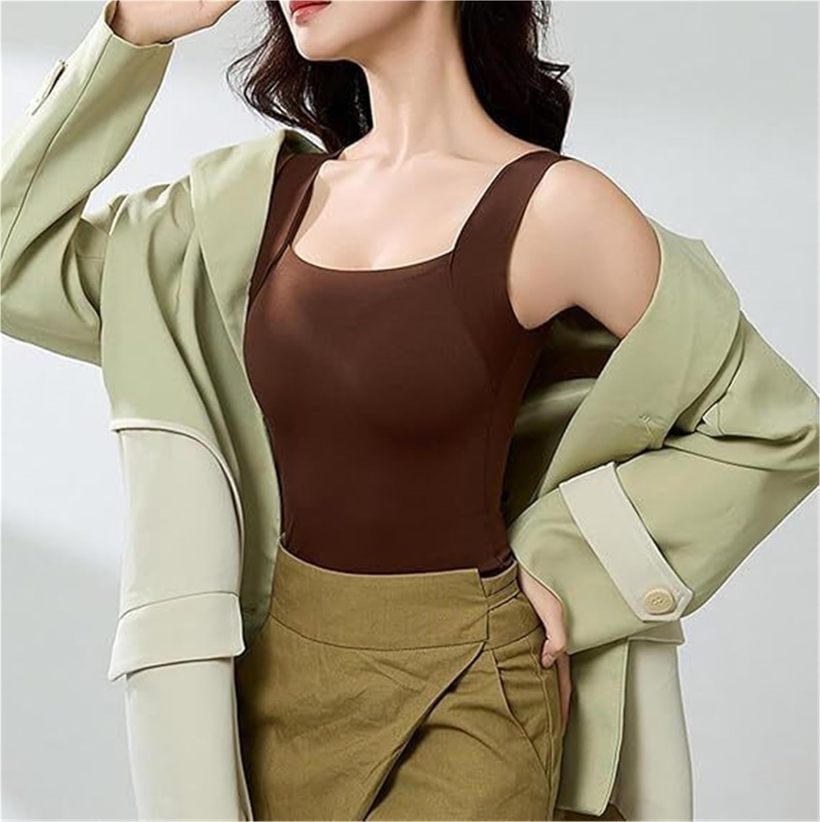 Canotta Modellante con Reggiseno Incorporato, Canotta con Reggiseno, Canotta Alta con Scollo a U