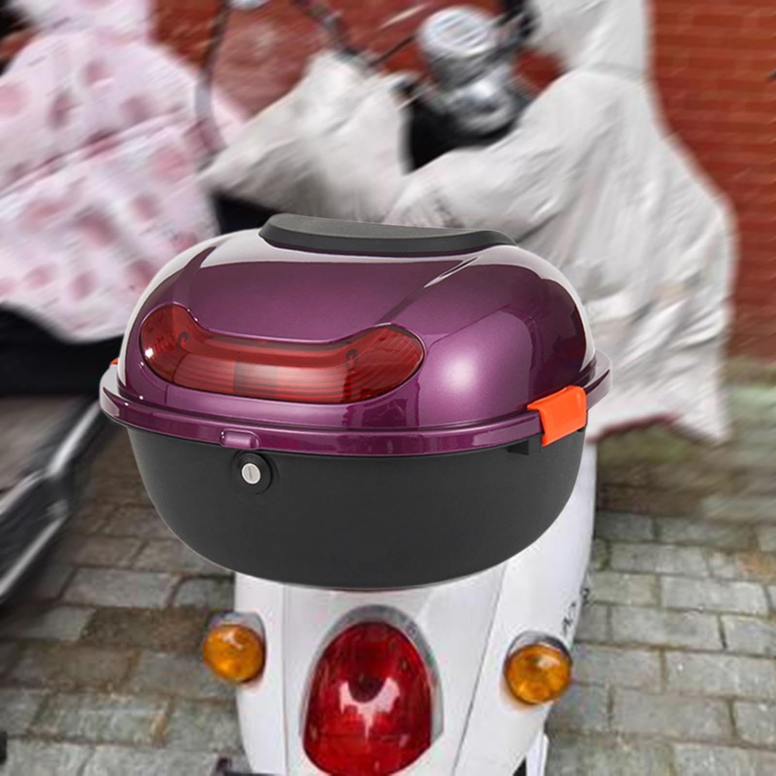 kowaku Motorcycle Trunk Box, Motorbike Luggage Case, Premium, Waterproof, Lockable Large Capacity Travel Luggage Motorcycle Case, Bright Purple