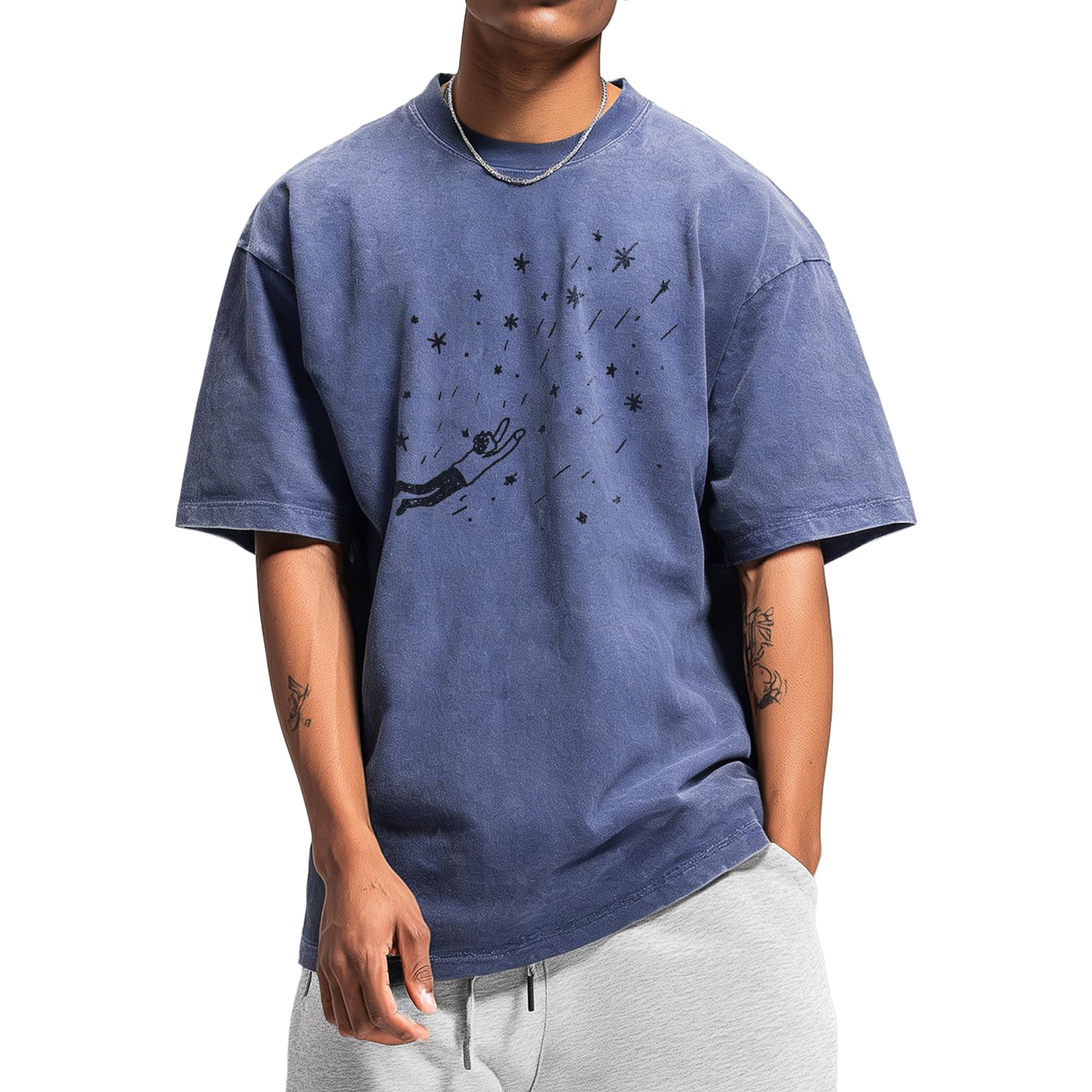Mens Tshirt Cotton Acid Washed Oversized Breathable 2026 Summer Gym Street Casual Mens Clothing