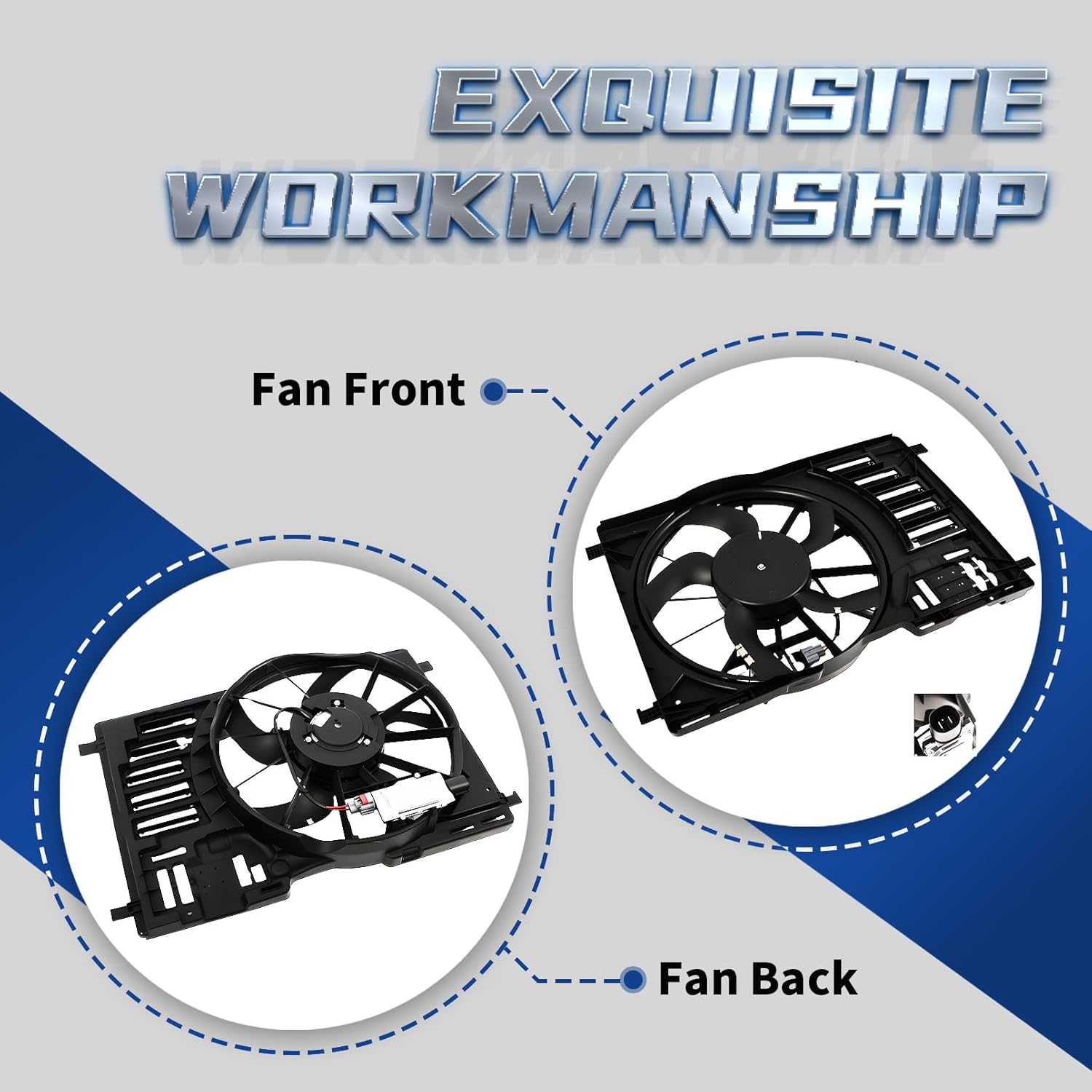 Engine Radiator Cooling Fan Assembly Compatible with Escape 2013-2016 2.0L L4 Replace 621-040 CV6Z8C607S CV6Z8C607C Electric Cooling Fan Silent with Brushless Motor