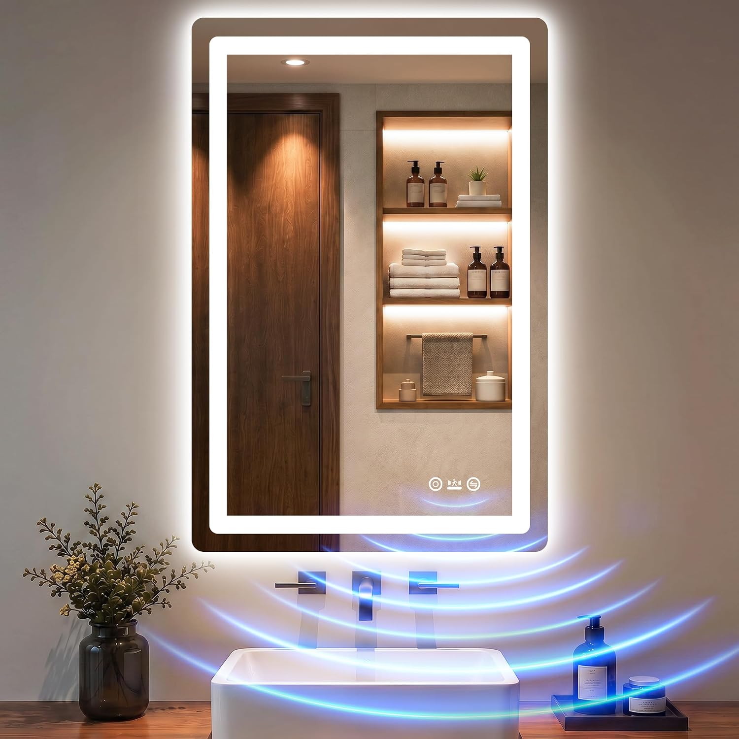 LED Bathroom Vanity Mirror with Lights, 36"x24", Motion Sensor Auto On/Off