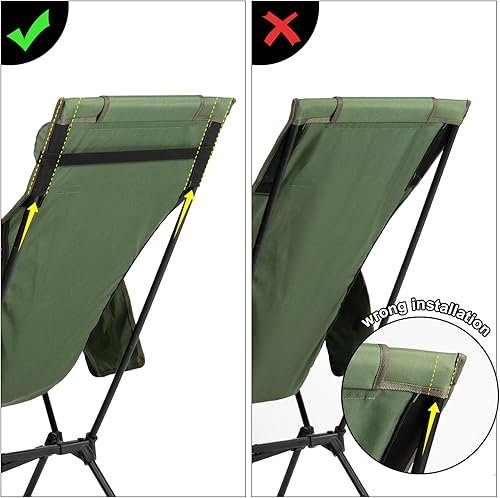 Miniatura 7 de TOBTOS Silla portátil de respaldo alto, soporta 440 libras, silla plegable compacta con almohada desmontable para campamento, senderismo, mochilero