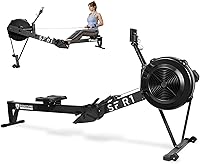 Fitvids Wind Resistance Rowing Machine for Home - 10 Levels Adjustable Air Rower, LCD Display, Quiet Full-Body Workout, Easy Storage
