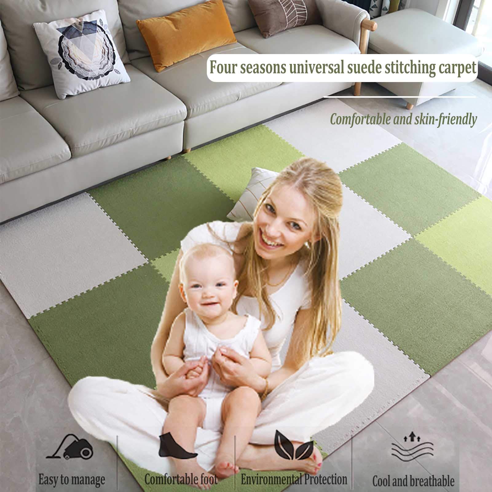 Alfombrilla De Espuma para Niños, Alfombrilla De Felpa Rompecabezas Espuma EVA con Bordes, Protección Suelos, Garaje, Ejercicio, Yoga, Sala Juegos,Dark Blue+Blue,30