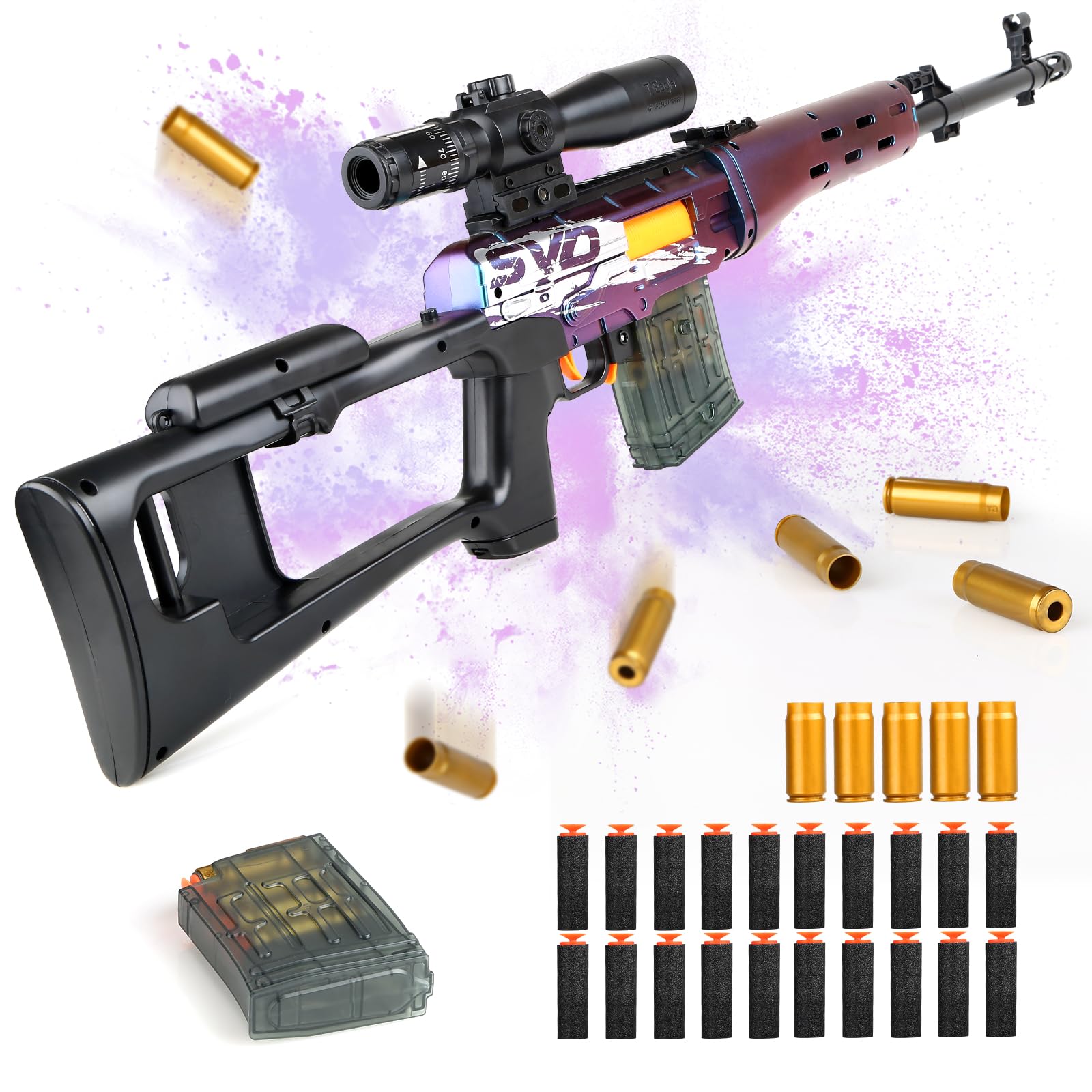 SK MISS Toy Gun for Teenagers 14+, Colour-Changing Toy Guns, Foam Blaster Colourful Pistol, Toy Guns with Soft Foam Bullet