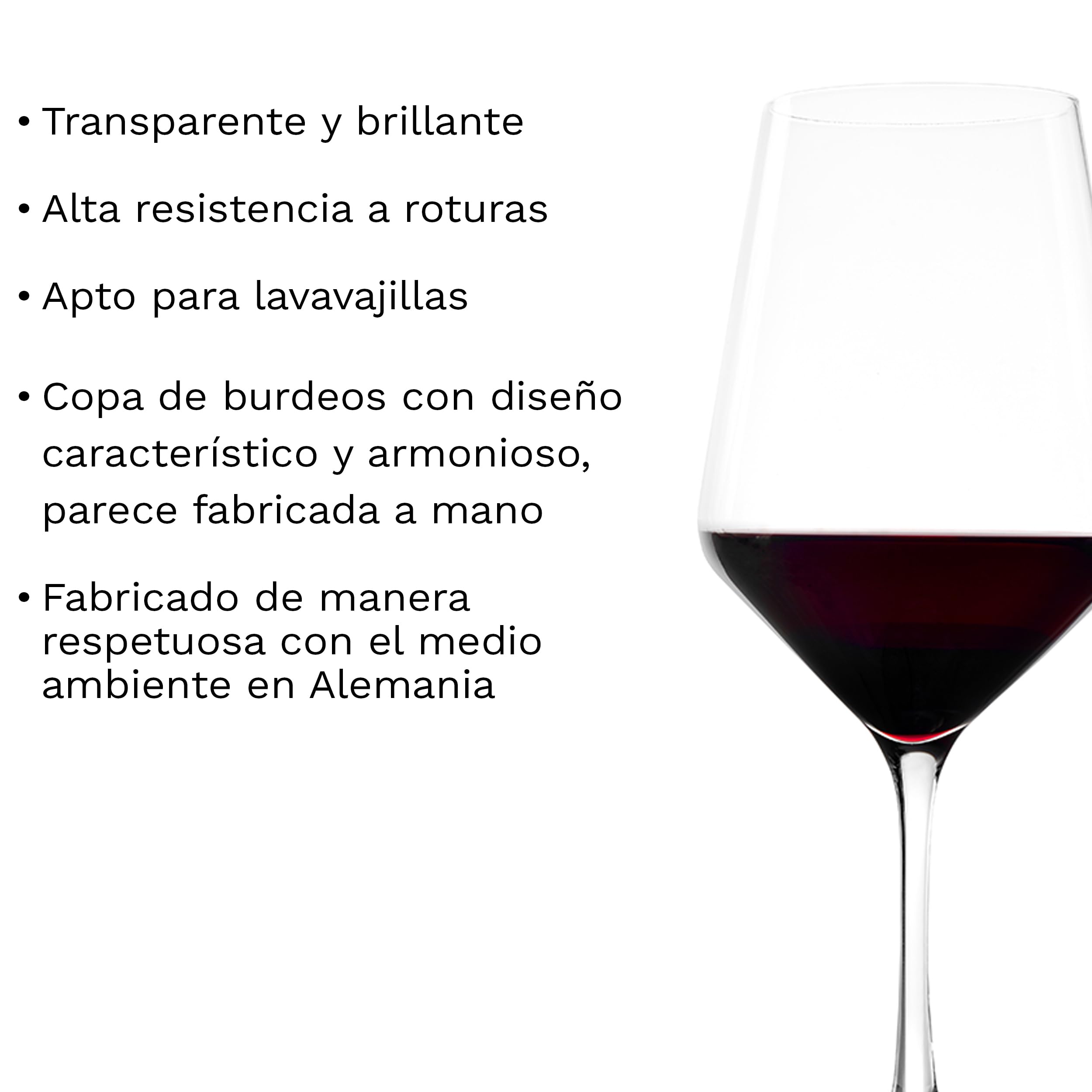 Stölzle Lausitz Copas de Vino Bordeaux Revolution Set de 6, 650 ml – Copas de Alta Calidad para Bordeaux, Amarone & Syrah – Copas Elegantes de Cristal – Resistentes a Golpes y Lavavajillas