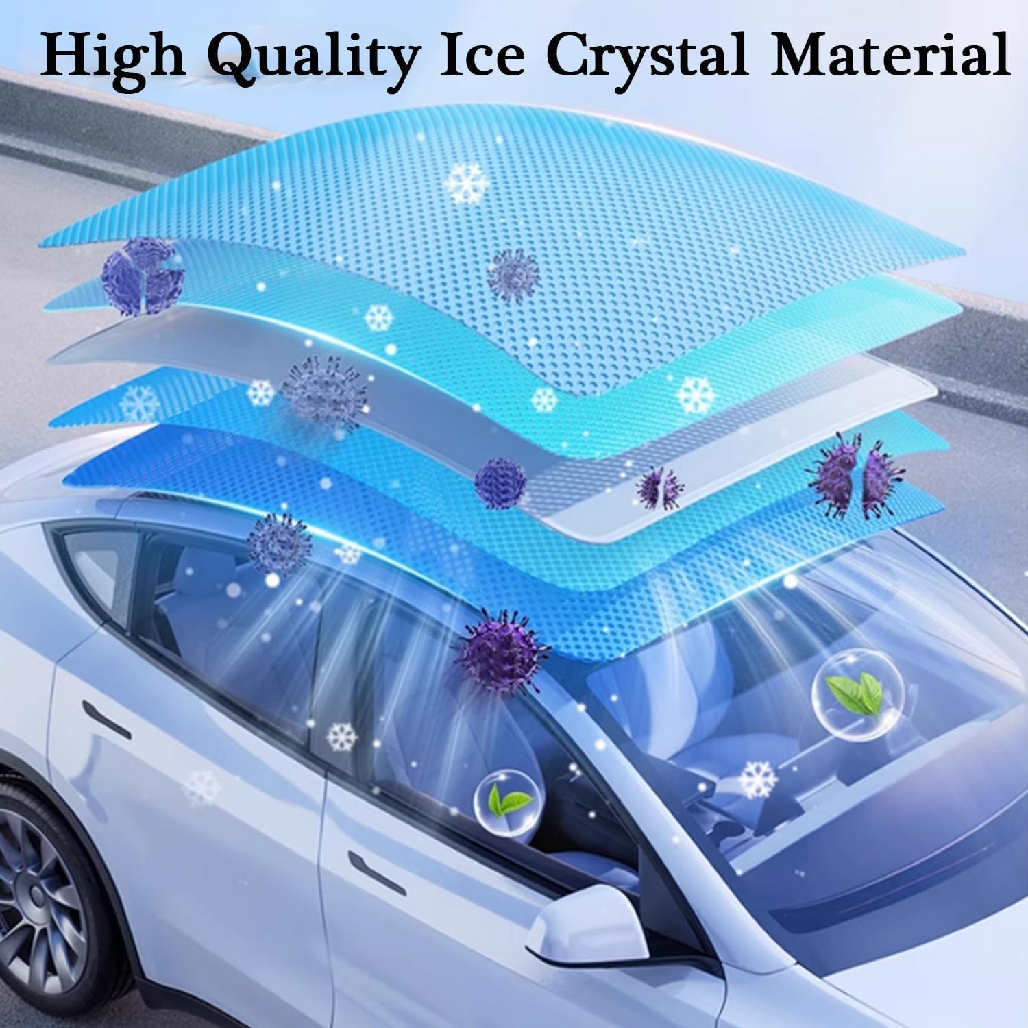 Parasol Techo Solar Coche para XPENG G9, Aislamiento Térmico de Cristal de Hielo Protección Rayos UV Reducción de Temperatura,Black