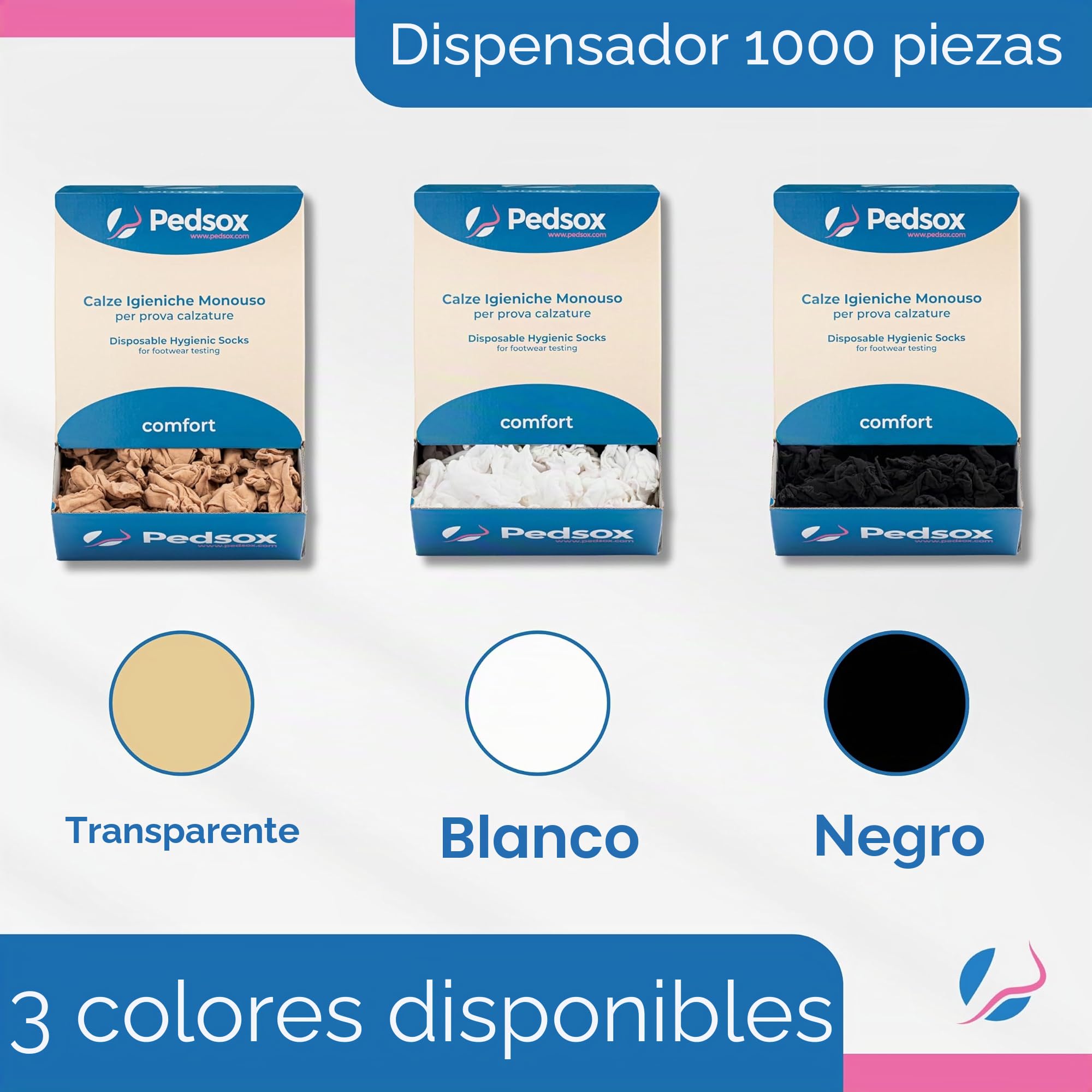 Calcetines Higiénicos Desechables para Pruebas de Calzado, Caja 1000 Piezas Sueltas, Línea Comfort, Unisex, Talla Única