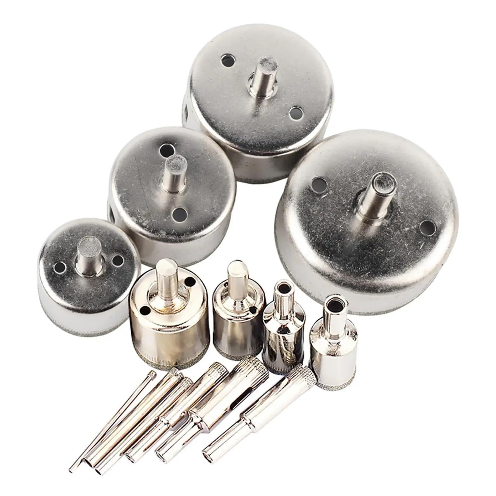 Kit sega a tazza, Set Di 14 Seghe A Tazza Con Gambo Tondo, Punte Da Trapano Rivestite 3-70 Mm For Vetro, Marmo, Piastrelle In Ceramica E Muratura