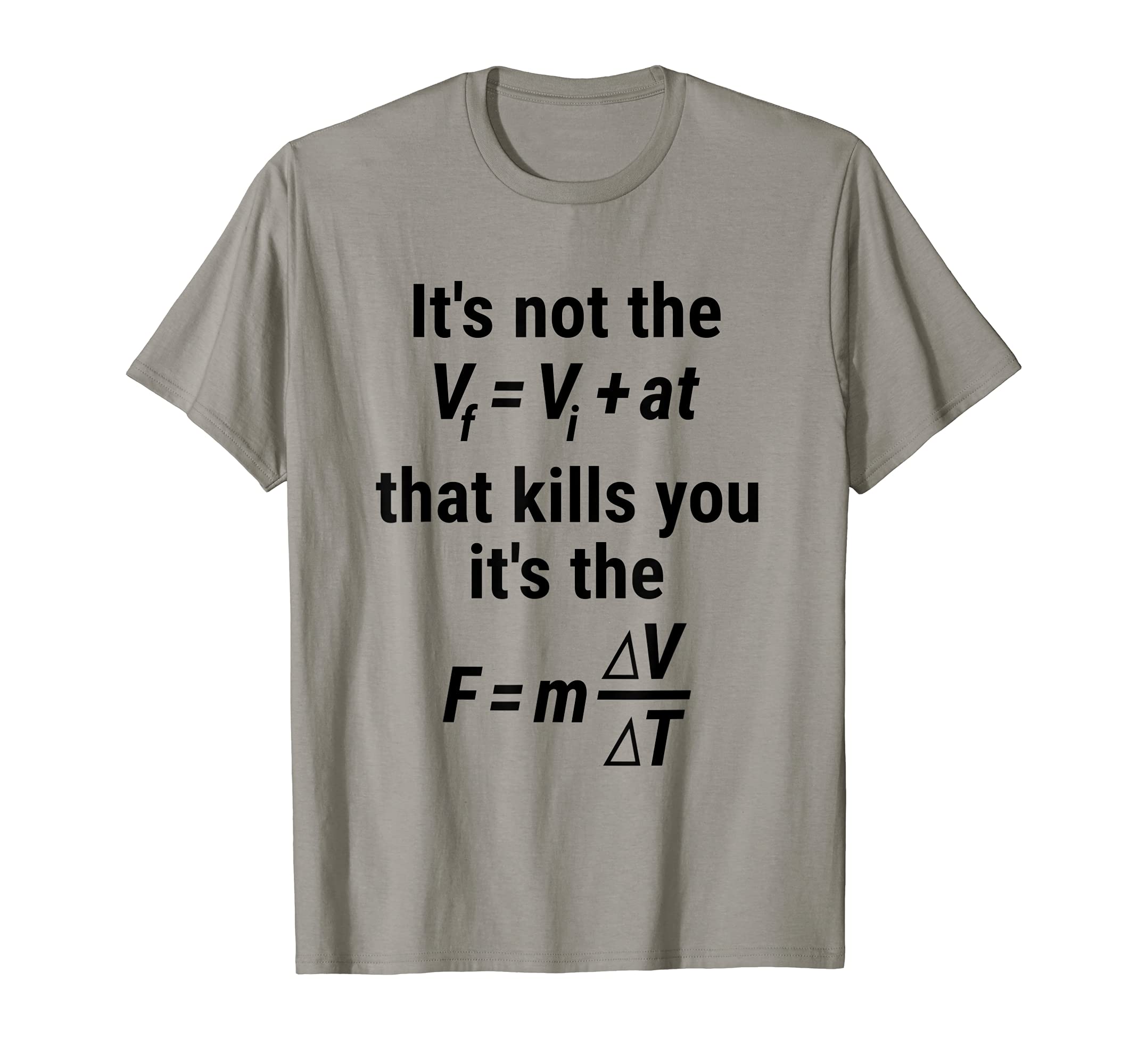 Pheez PhysicsFunny Physics t shirt with a Fall and Force Equation