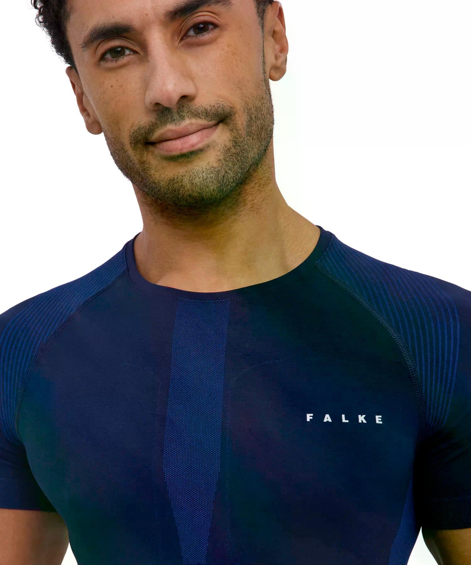 FALKE Hombre Warm Round Neck Camiseta técnica Deportiva Manga Corta Ropa térmica para climas templados a fríos Secado rápido Transpirable sostenible Hilo Funcional 1 Pieza
