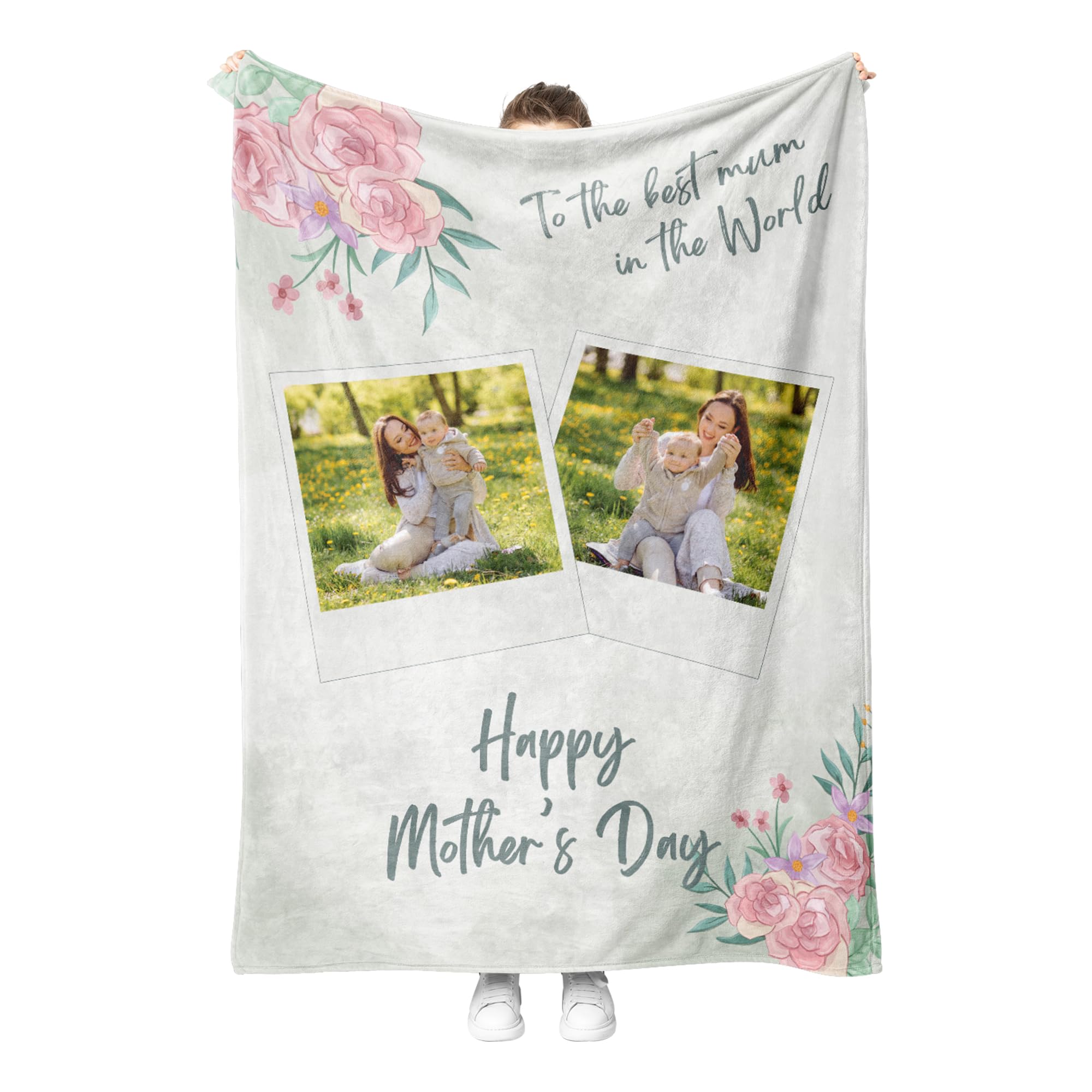 Print Maniacs 2 Photo Personalised Unique Gifts For Mum, Mothers Day/Birthday Gifts For Mum- Soft Cute Blanket For Mum- Mum Birthday Gifts, Mum Gifts, New Mum Gifts, Presents For Mum Mother Mummy Stepmum
