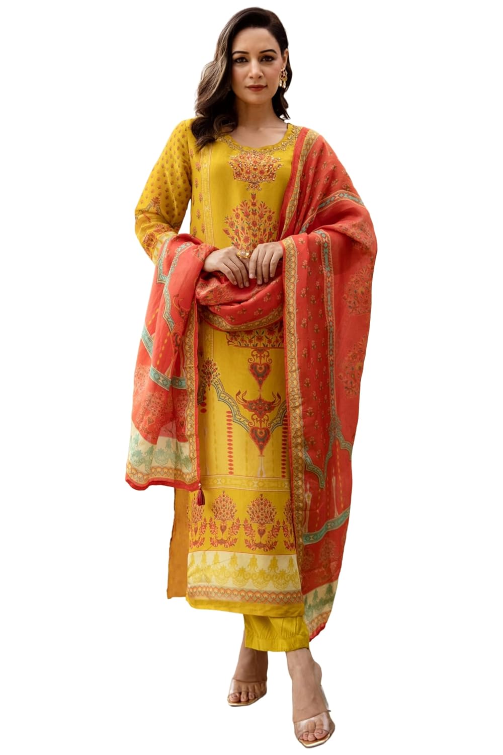 ANNI Designer | Rayon Printed Straight Kurta Pant Dupatta Set | Women’s Kurta Set with Dupatta Ethnic Dress | Stylish Cotton Kurti Set for Women