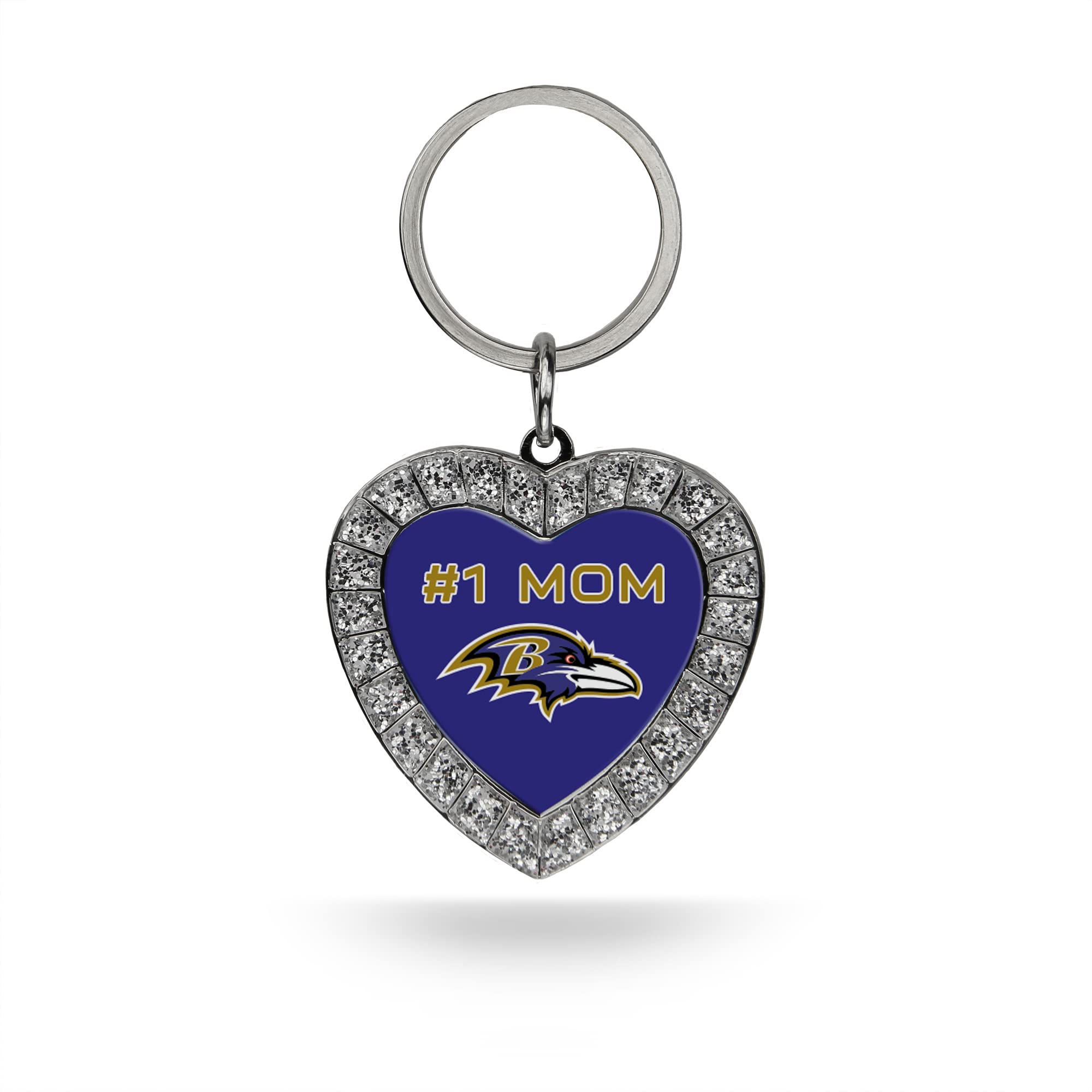 Rico Industries NFL Football Rhinestone Heart Keychain - Great Accessory