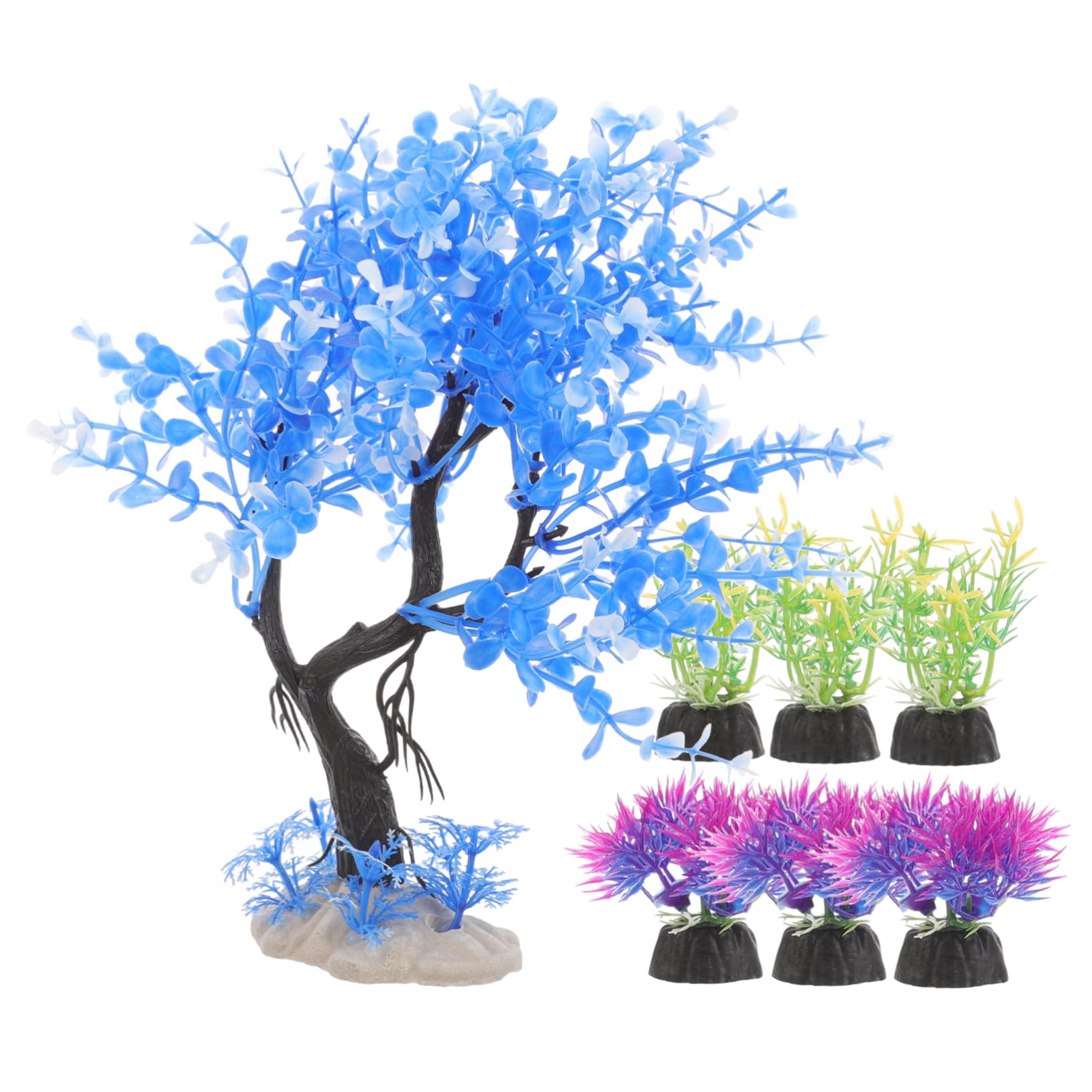 Cabilock 3 Set Decorazione Simulata Di Acquatica Fake Plants Aquarium Ornamenti Del Serbatoio Di Pesce Piccolo Alto Decorazioni Per Acquari Decorazione Dell'acquario Plastica 7 Pezzi*3