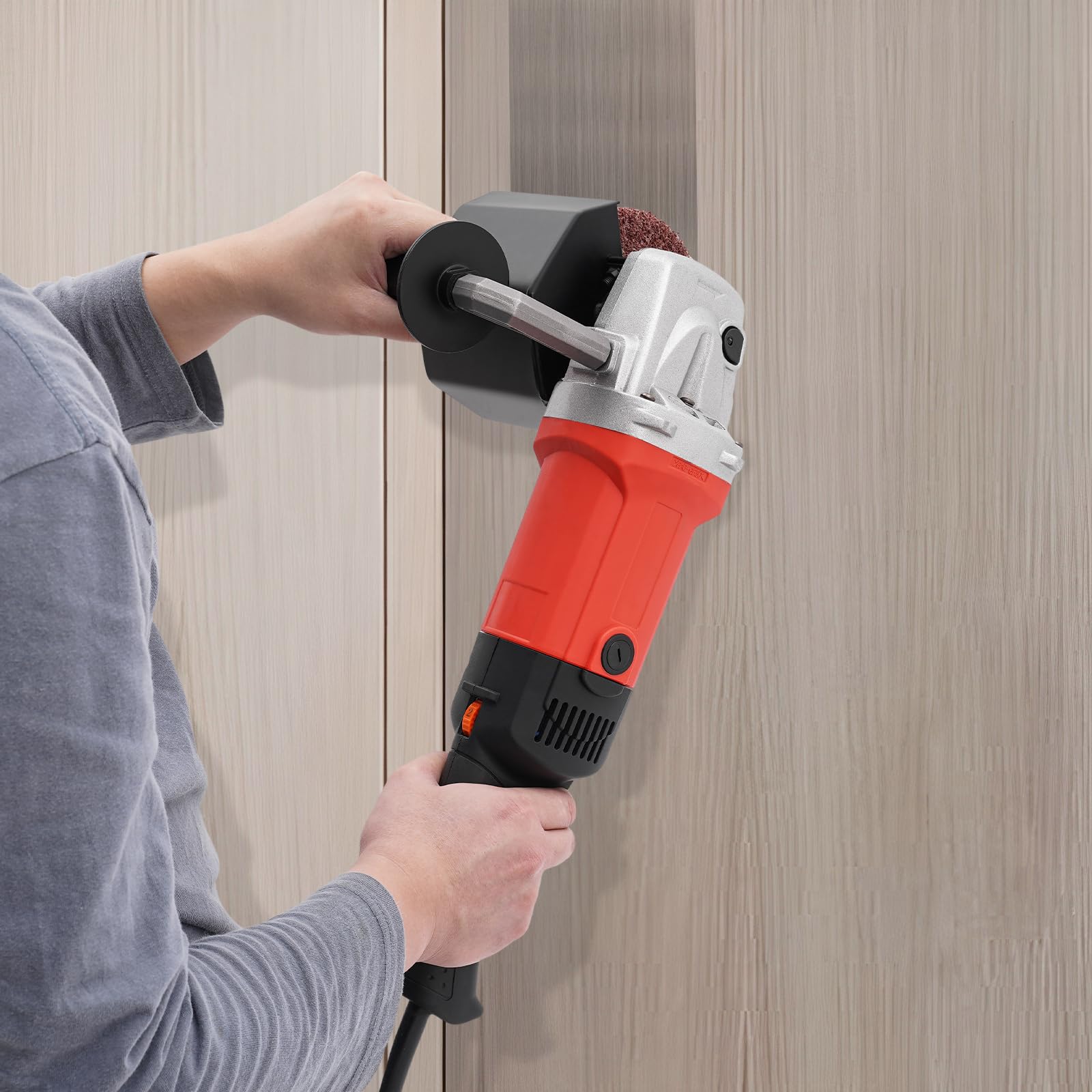 Rectificadora, 2200 W, rodillo de lijado, pulidora de burnishing, 6 velocidades, velocidad ajustable, 600-3000rpm, amoladora, amoladora de satén de 2 ruedas