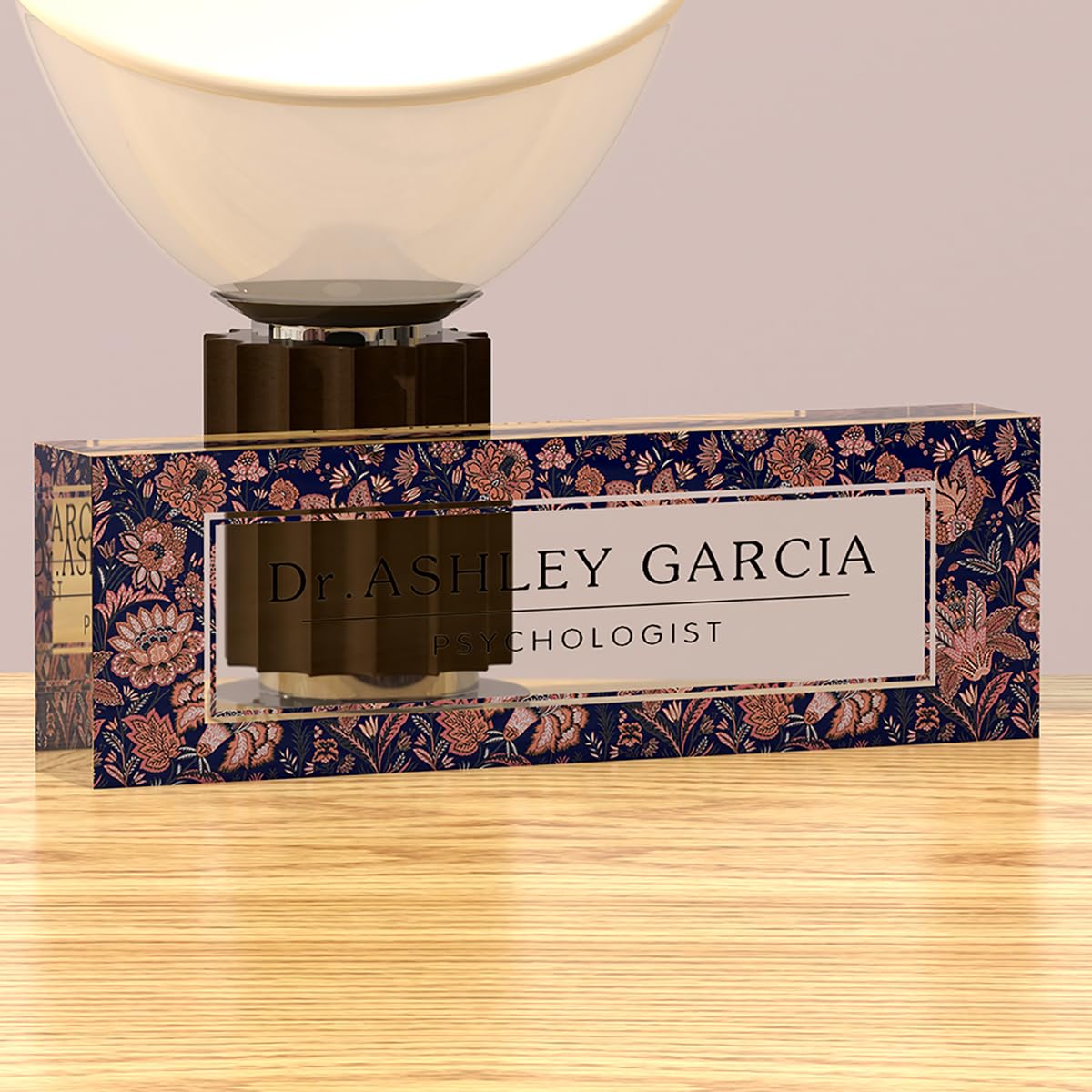 Personalized Office Desk Name Plate on Acrylic Glass - Custom Nameplate Decor, Accessories - Gift for Boss, Coworkers