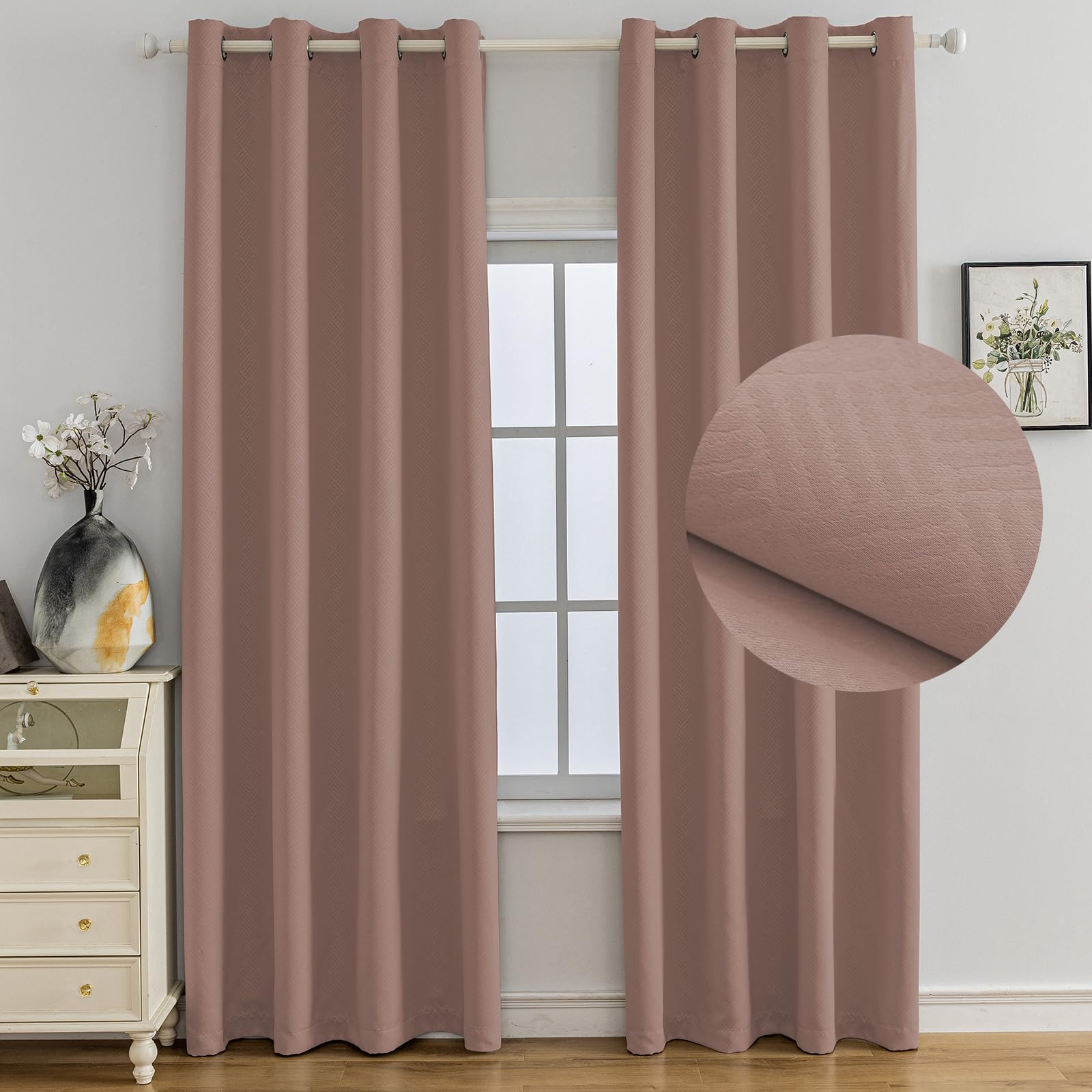 Ystyle Cortinas Opacas 2 Piezas, 140x240 CM, Cortinas Termicas Aislantes Frio Y Calor, Cortinas Blackout Salon Modernas, Cortinas Termica Dormitorio, Cortina Antiruido con Ojales, Rosa Oscuro