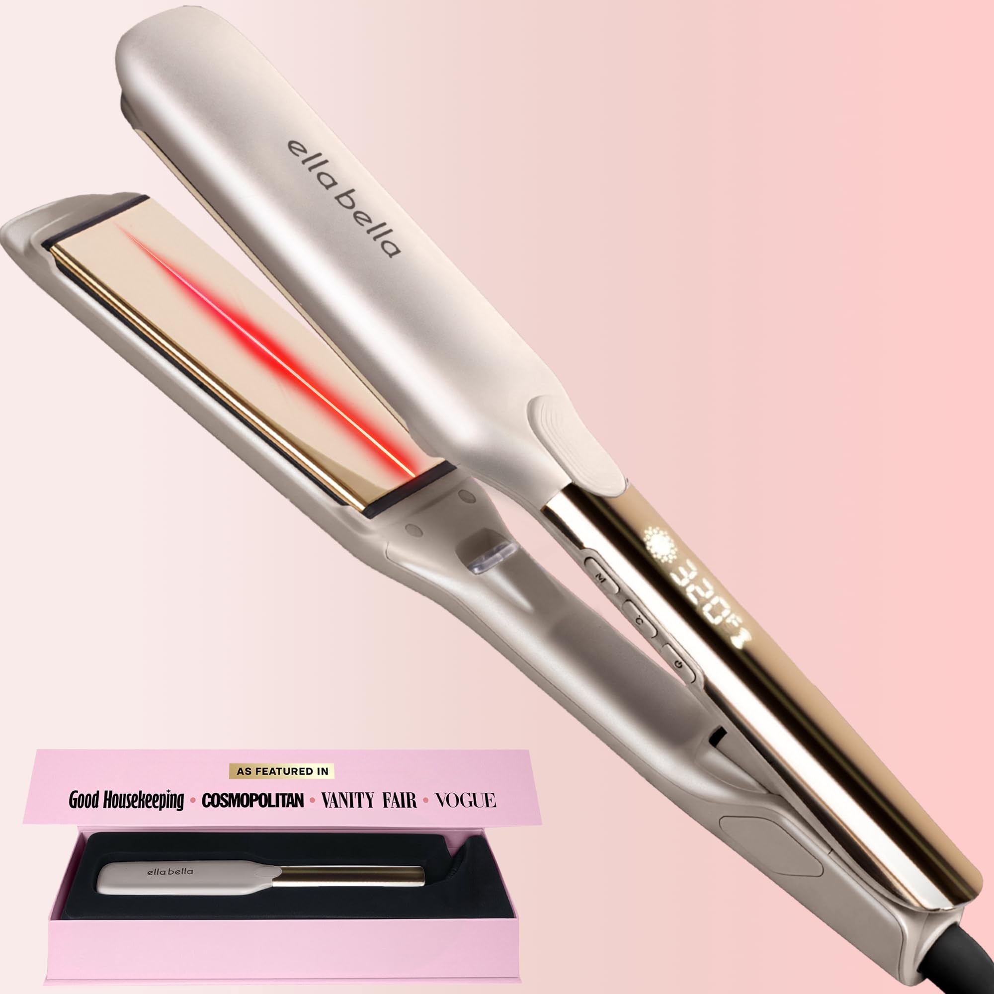 Titanium Flat Iron Hair Straightener (with Infrared) • Professional Straightening Iron • Digital Display to Accurately Control Temperature • As Featured in Good Housekeeping