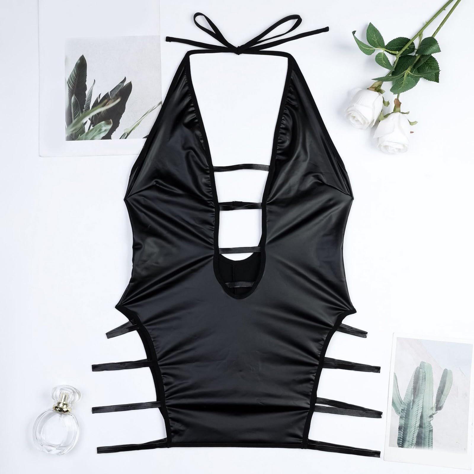 Tenue Sexy Femme Érotique Hot Ensemble Chic Et Elegant Catsuit String Pute Hard Robe Cuir Lingerie Coquine Cosplay Latex Cuir, Vernis Érotiques Costume Libertine Robes en Ou Vernies Moulante