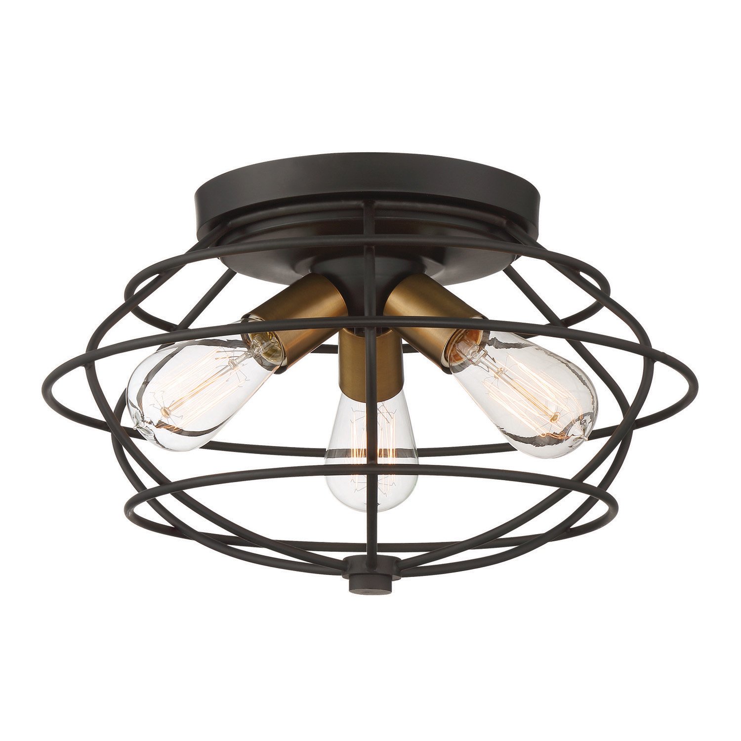 DESIGNERS FOUNTAIN 3-Lights Jax Flush Mount Ceiling Light, 15 Inch Lighting Fixture for Kitchen, Bedroom, Bathroom, and Hallway, Vintage Bronze, 1260-VB