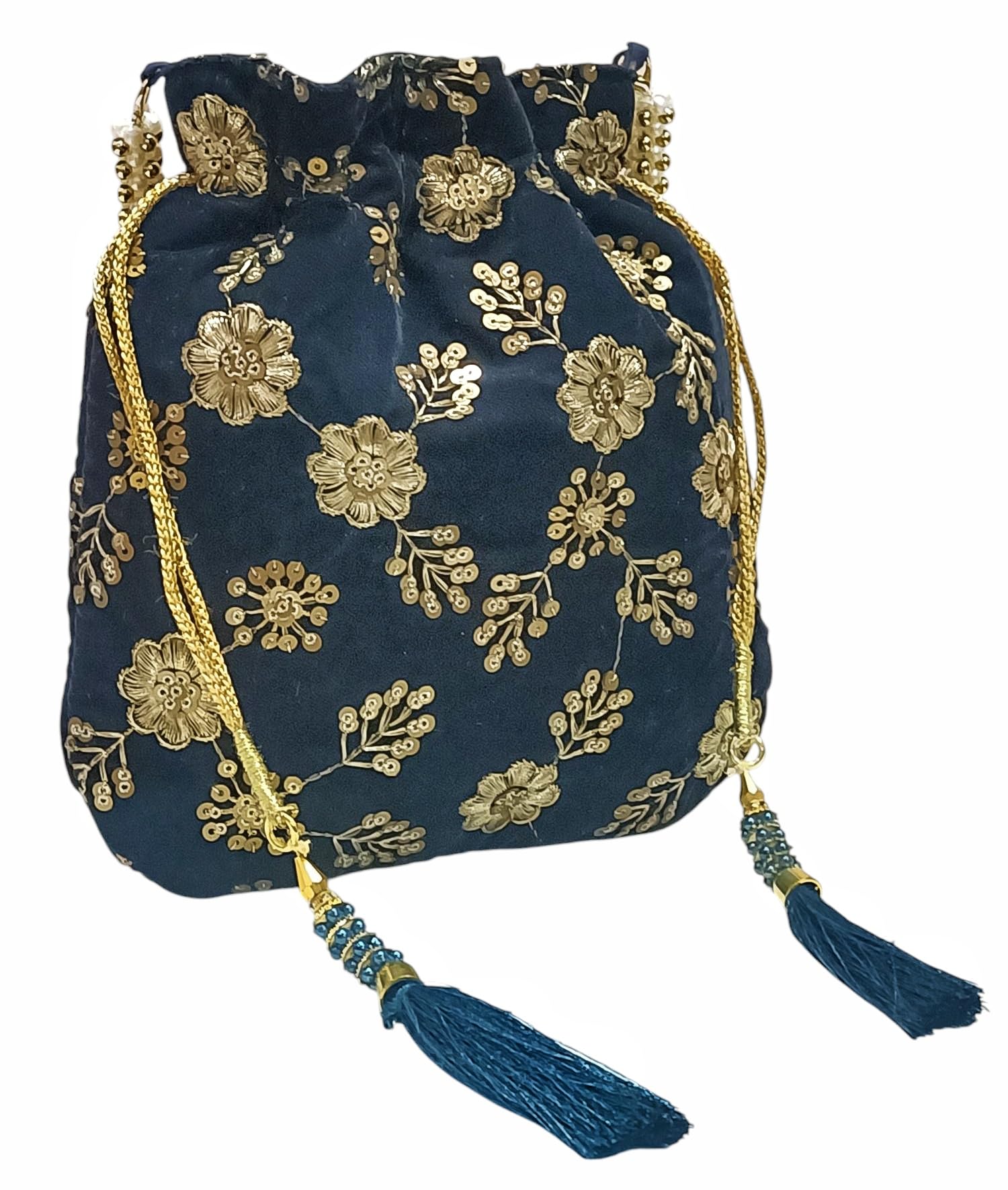 amerie fashions Women's Navy Blue Potli Purse for Party Wedding-picture-25