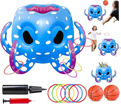 Octopus Pool Toys Basketball Hoop & Ring Toss Games for Kids Ages 4-8 8-12