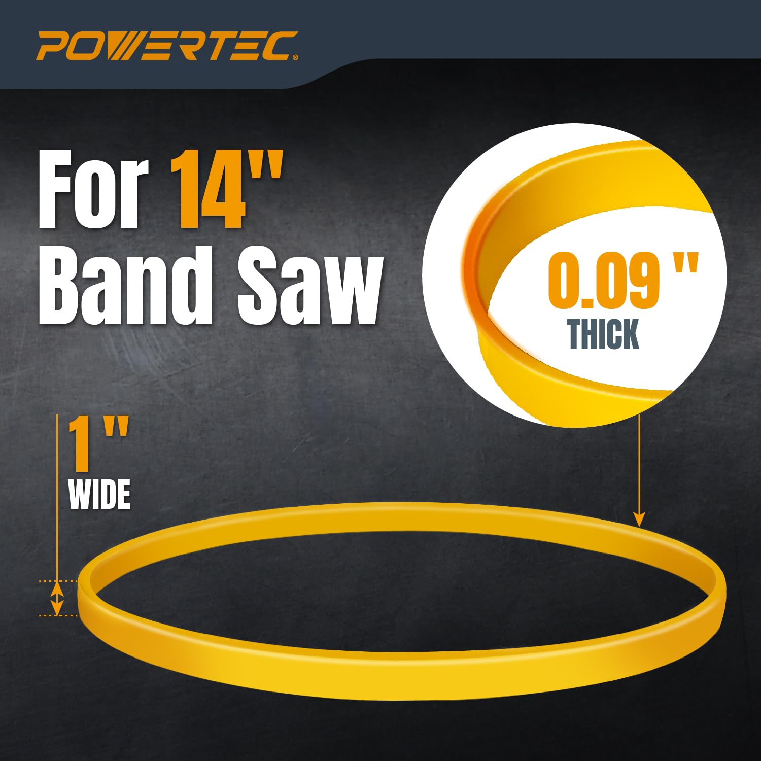 POWERTEC Bandsaw Tires - 2 Pack for Grizzly, Jet -2
