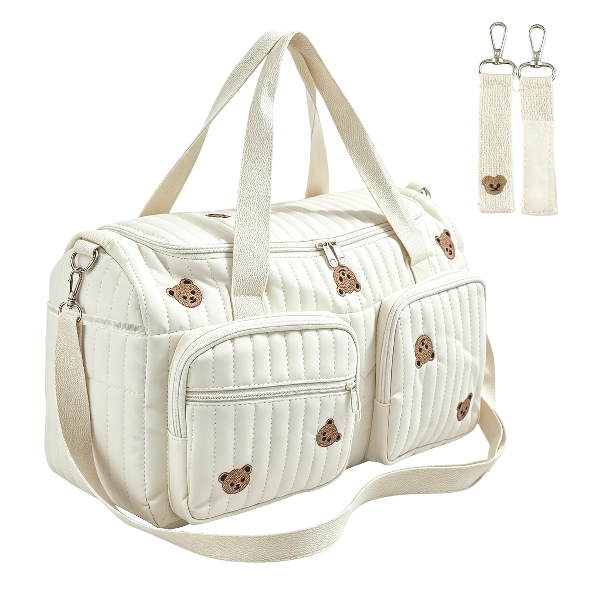 OYIWINMI Baby Changing Bag, Hospital Bag Organiser Pouches, Lightweight Baby Bag For Mum, Tote, Weekend Bags For Women, Portable Cotton Maternity Nappy Bag Travel Overnight Handbag With Pram Hooks