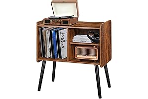 Turntable Tower Stand with Vinyl Storage for Vinyl Records, Premium 4-Tier Record...