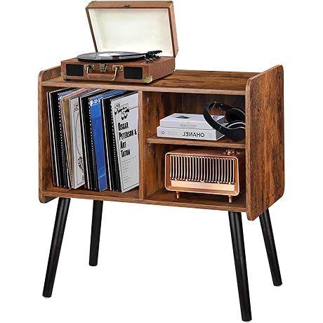 Turntable Tower Stand with Vinyl Storage for Vinyl Records, Premium 4-Tier Record...