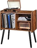 Vista 1 de Soporte para tocadiscos con almacenamiento para discos de vinilo, mesa para tocadiscos de mediados de siglo para sala de estar, dormitorio