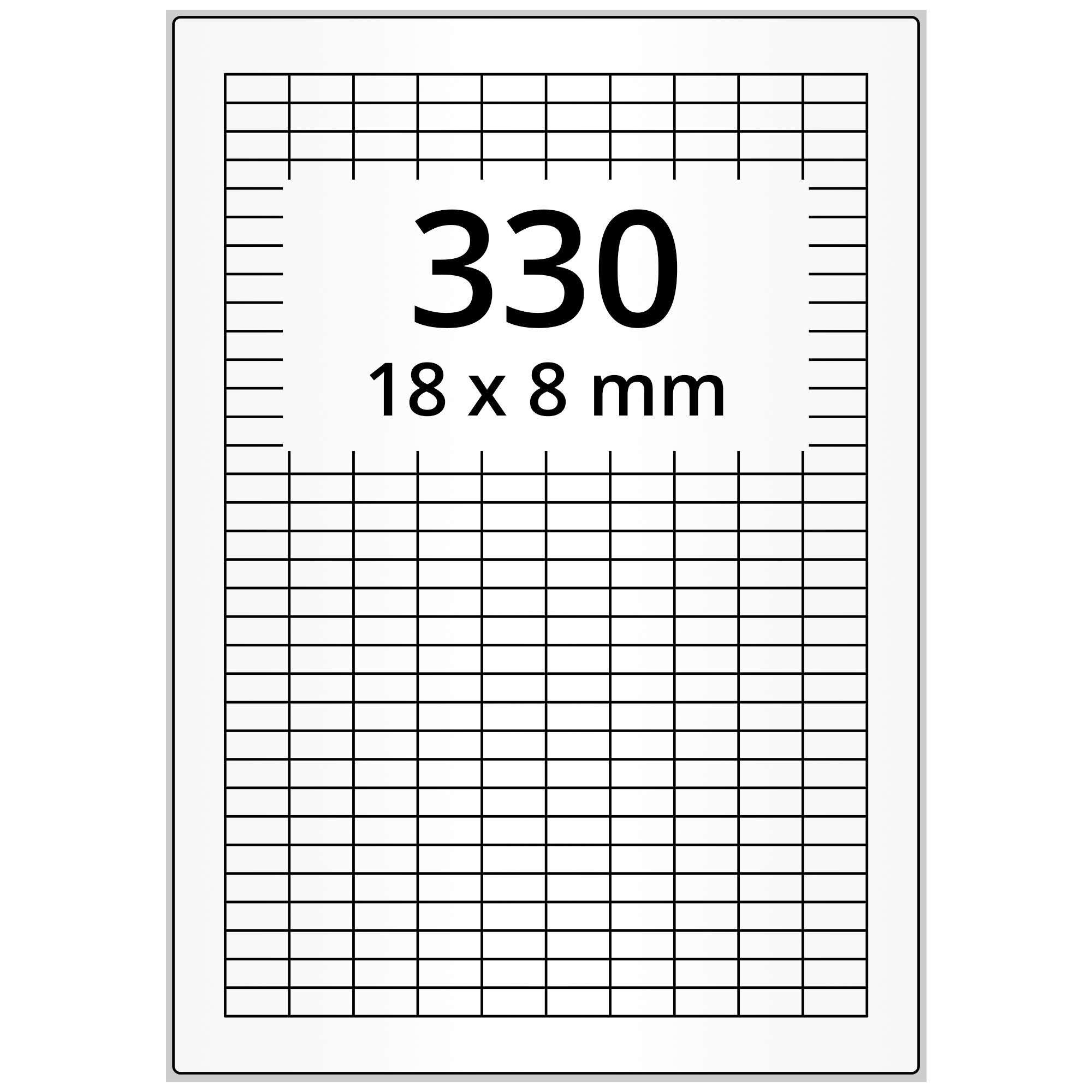 Labelident Wetterfeste Folienetiketten auf A4 Bogen, weiß - 18 x 8 mm - 33.000 Polyester Etiketten auf 100 Bogen, selbstklebende PET Aufkleber, matt