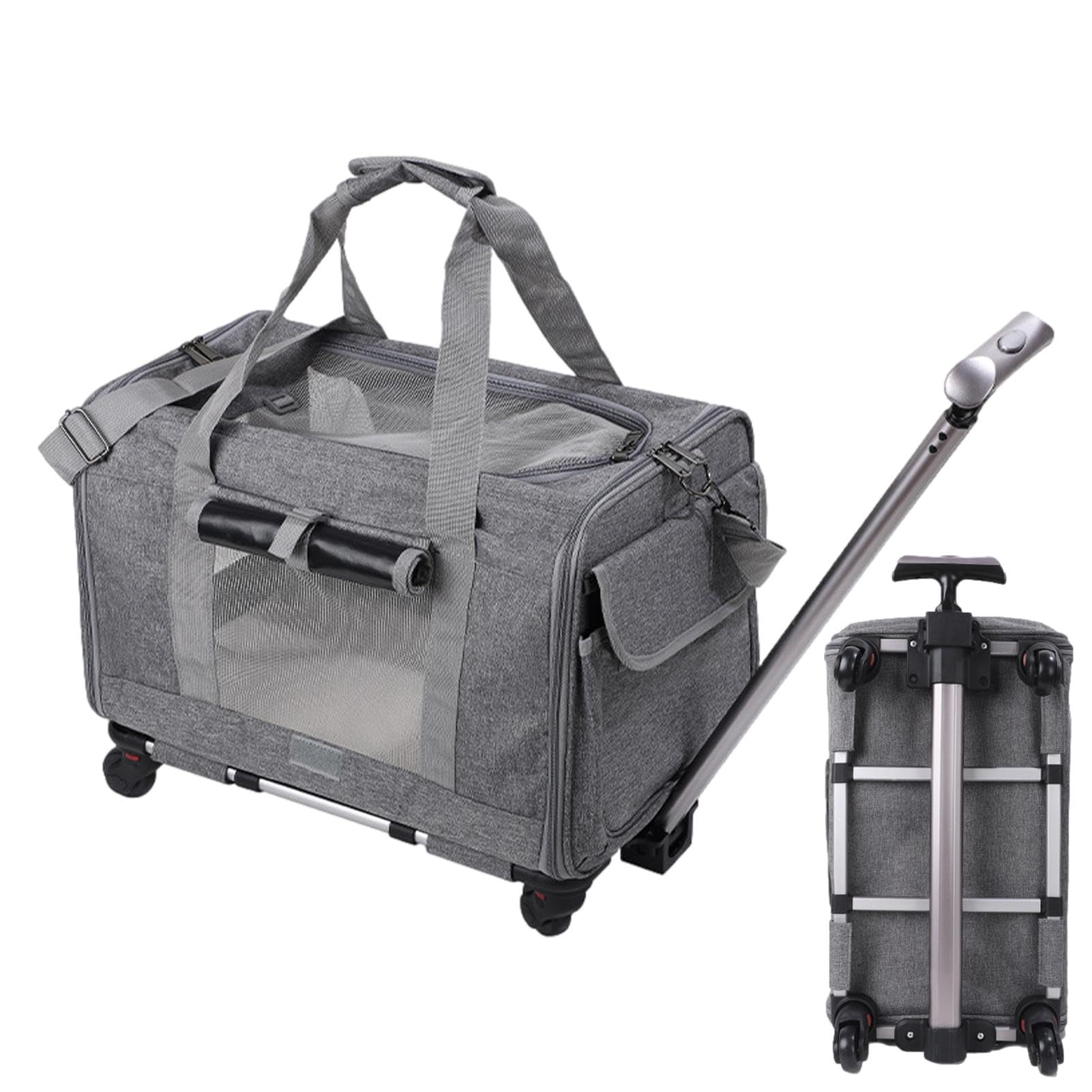 Transportador para gatos, bolsa de viaje para perros | transportadora para mascotas, juego de bolsas de viaje para perros pequeños con ruedas extraíbles, aprobado por aerolíne