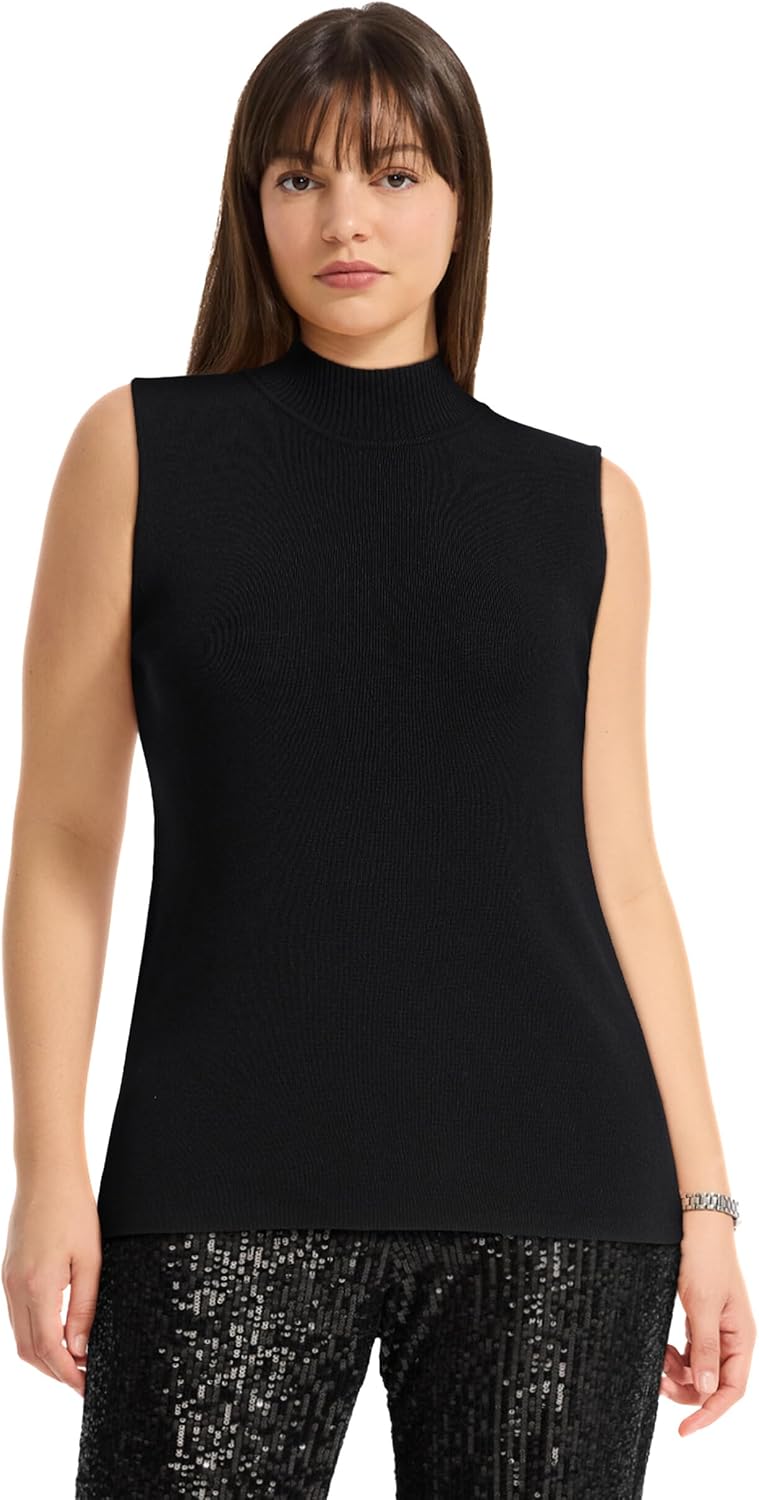 Anne Klein Women's Sleeveless Mock Neck Knit Top
