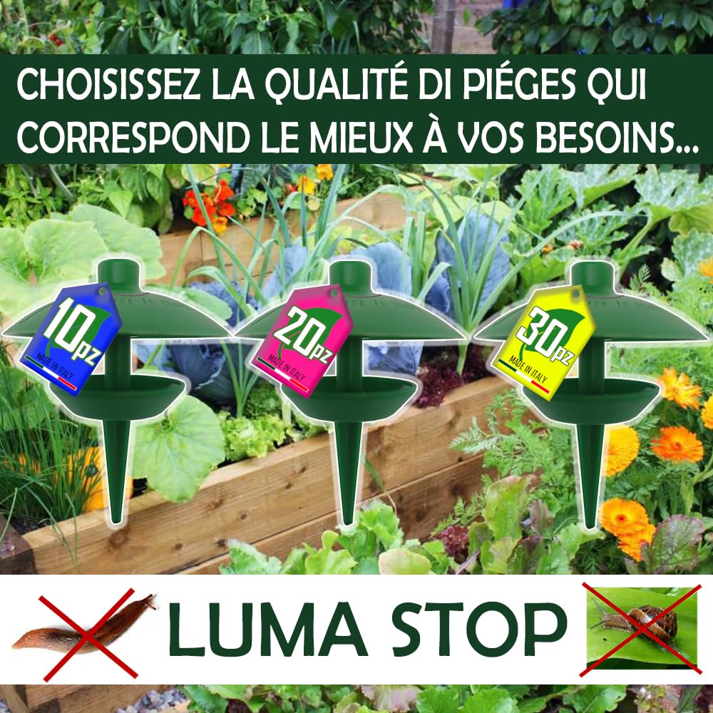 LUMA-Stop Piège Anti Limaces et Escargots 30 Unités, Piège à Limaces Écologique pour Jardin et Potager, Appât Protégé de la Pluie, Anti Limace Sécurisé pour Animaux et Cultures