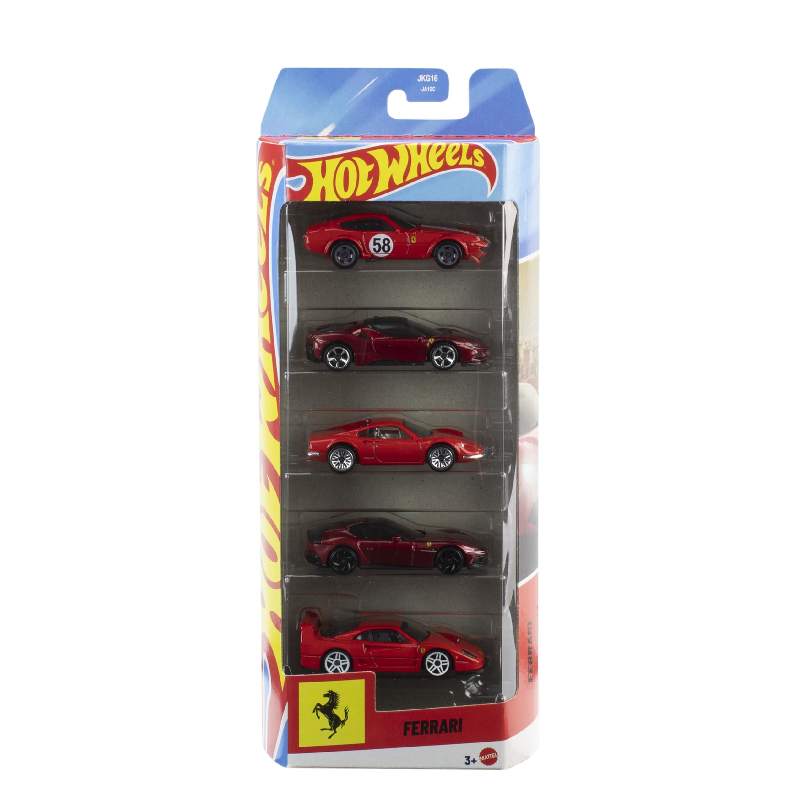 Hot Wheels JLN12 Rosso 1/64 Basic Ferrari, Assorted (Pack of 5