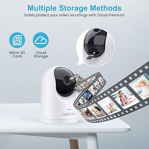 Miniatura 8 de ANMEATE Monitor de bebé -3K 5MP Video Baby Monitor con cámara y audio - Monitor de bebé WiFi Smartphone con visión nocturna, grabación de video,