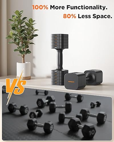 Miniatura 8 de FEIERDUN Juego de 2 mancuernas ajustables 5 en 1, pesas de mano de 20 libras10 libras para mujer, juego de mancuernas de doble estabilidad de ajuste