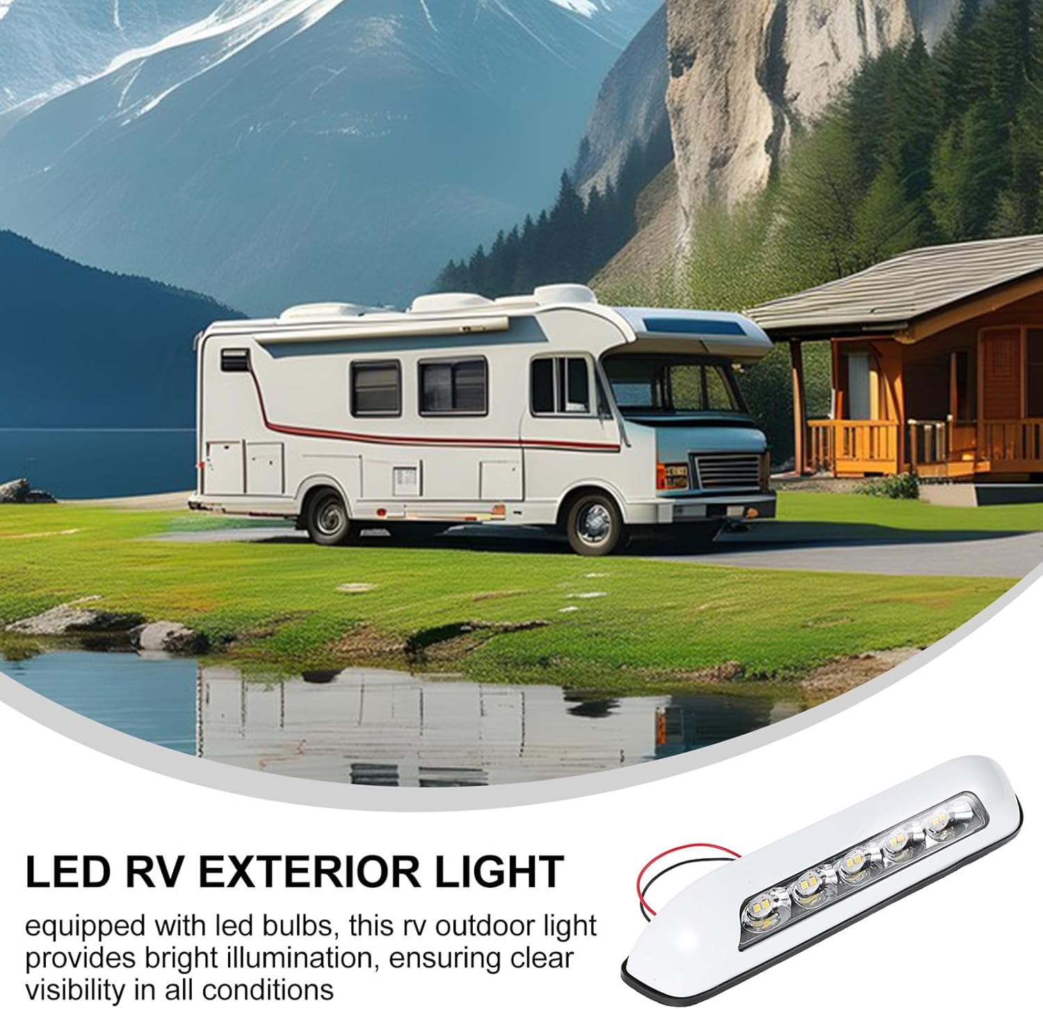 2pcs RV Porch Light Replacement, LED Awning Lamp for Camper, Exterior Waterproof Illumination, 6W Cool White Light 8 Inch, White Finish