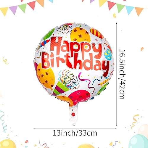 Miniatura 2 de 100 globos de papel de aluminio de feliz cumpleaños para suministros de decoración de fiestas de cumpleaños, globos redondos de Mylar flotantes de