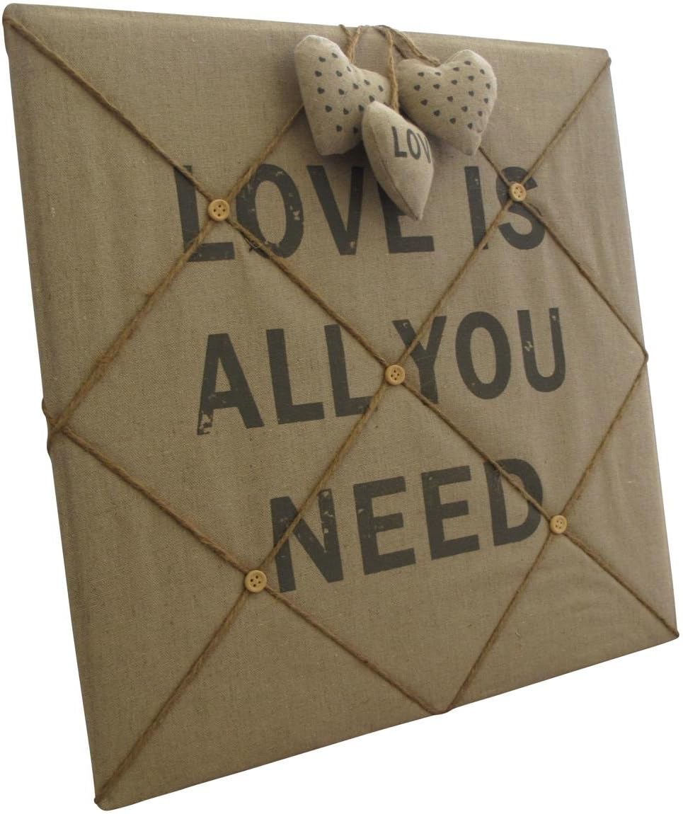 Linen Fabric Memo Board Pin Board 40cm x 40cm - LOVE IS ALL YOU NEED