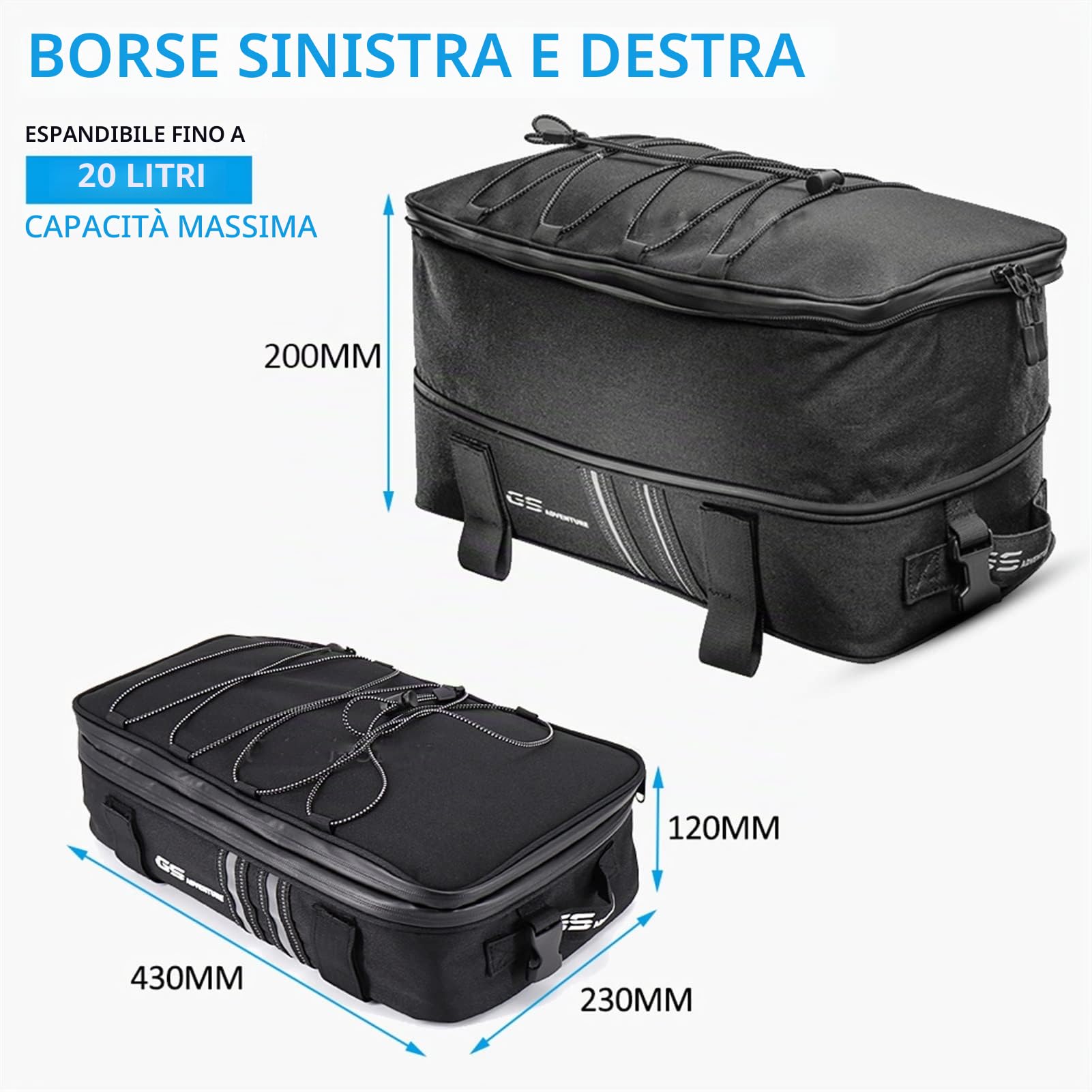 Top Borse Moto Per BMW F850GS R1250GS ADV R 1250 GS F750GS Top Box Laterali Bag Case Bagagli Accessori (Color : 2 Side bags)