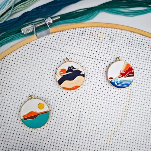 Miniatura 4 de 3 piezas Funny Cats - Aguja magnética para punto de cruz, soporte de aguja para punto de cruz, costura, bordado y accesorios de costura, esmalte y