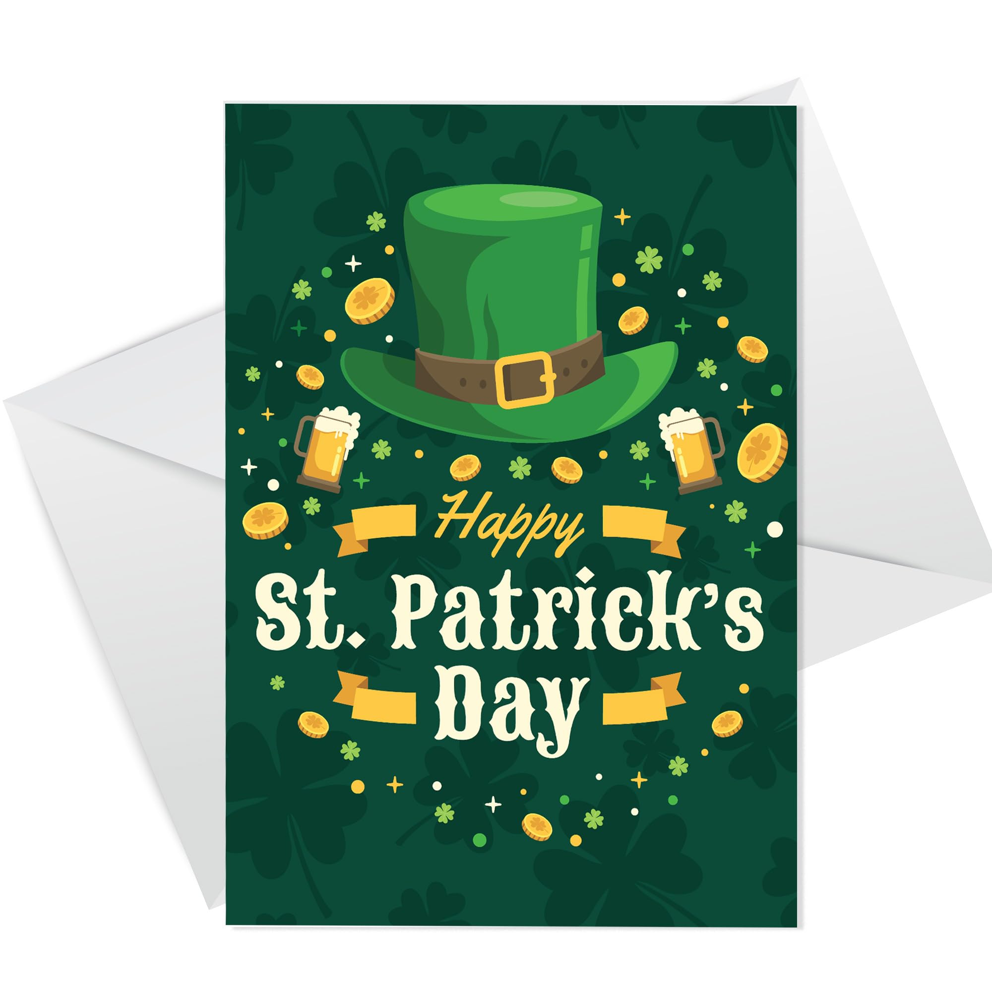 RED OCEAN Happy St Patrick's Day Card With White Envelope, St Patricks Day Greetings Card, Happy St. Patrick's Day Card For Friends, Family, Husband, Wife, Mum, Dad, Grandparents