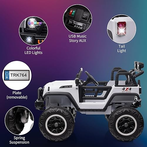 Miniatura 10 de Camión de paseo para niños de 24 V con control remoto, 4 motores + batería de 7 Ah de 19.7 pulgadas, ancho del asiento, juguete eléctrico de 2