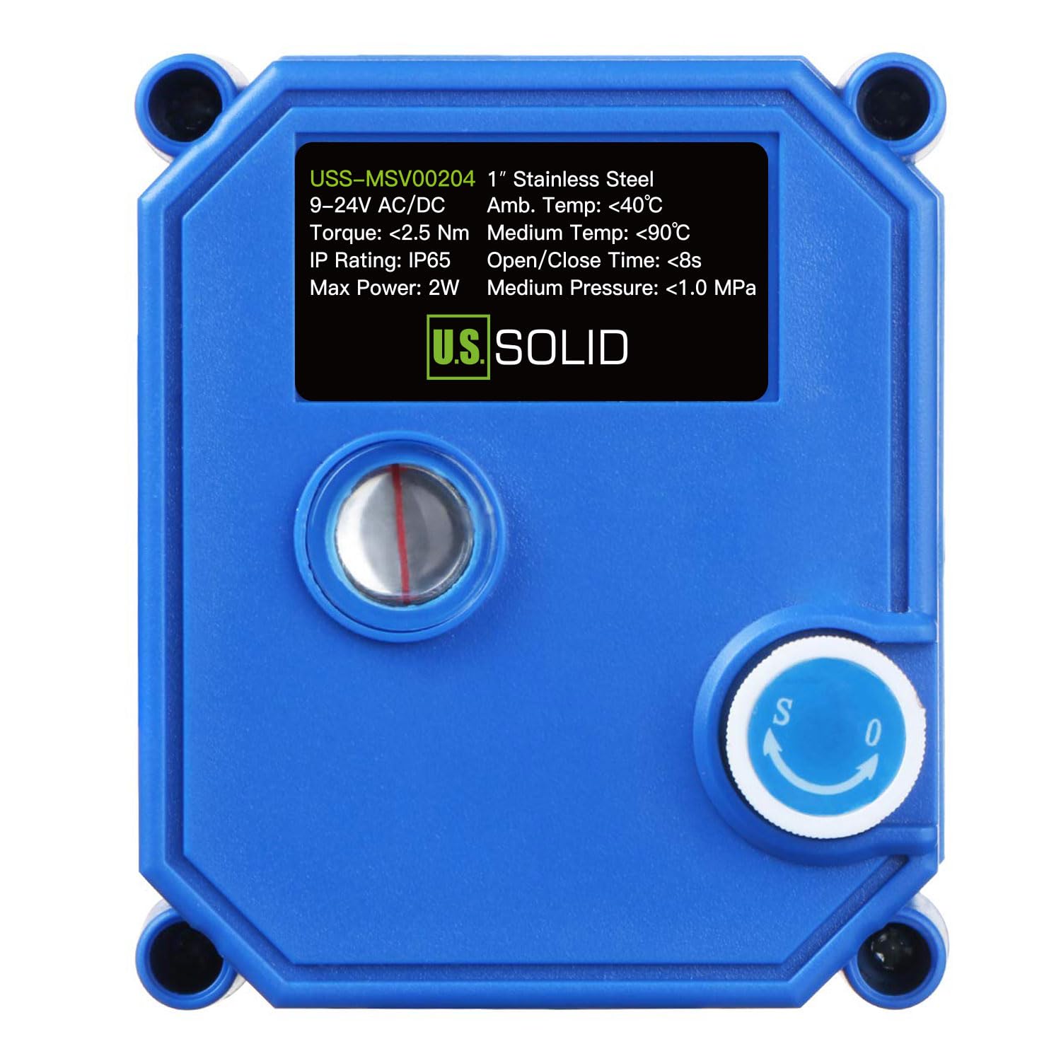 U.S. Solid Zmotoryzowany zawór kulowy – elektryczny zawór kulowy G 2,5 cm ze stali nierdzewnej z funkcją ręczną, pełny port, 9-24 V AC/DC i 3-przewodowa konfiguracja przerwy dodatniej