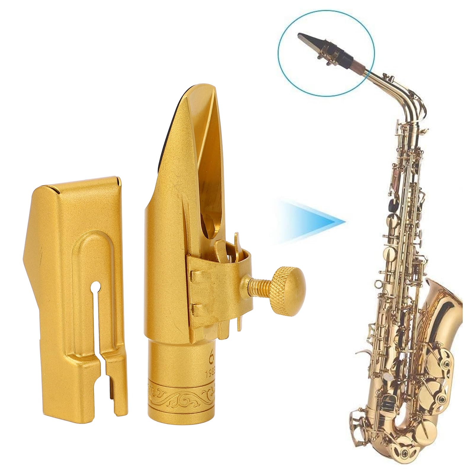 Bocchino per Sassofono Contralto, Copertura Scorrevole in Metallo Bocchino per Sassofono Contralto Mib Costruzione in Ottone 6C, per con Suono Brillante e Volume Potente per Sassofonisti e